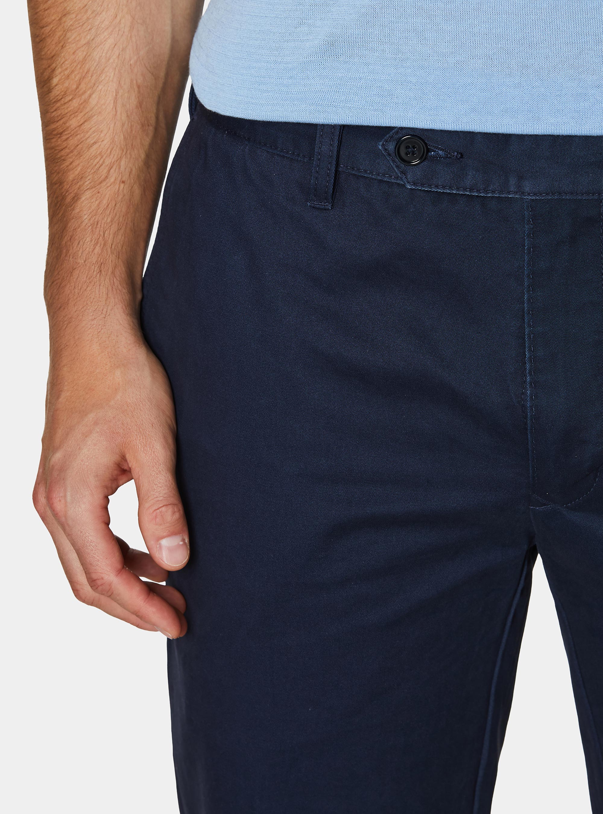 Cotton twill chino trousers, NAVY BLUE