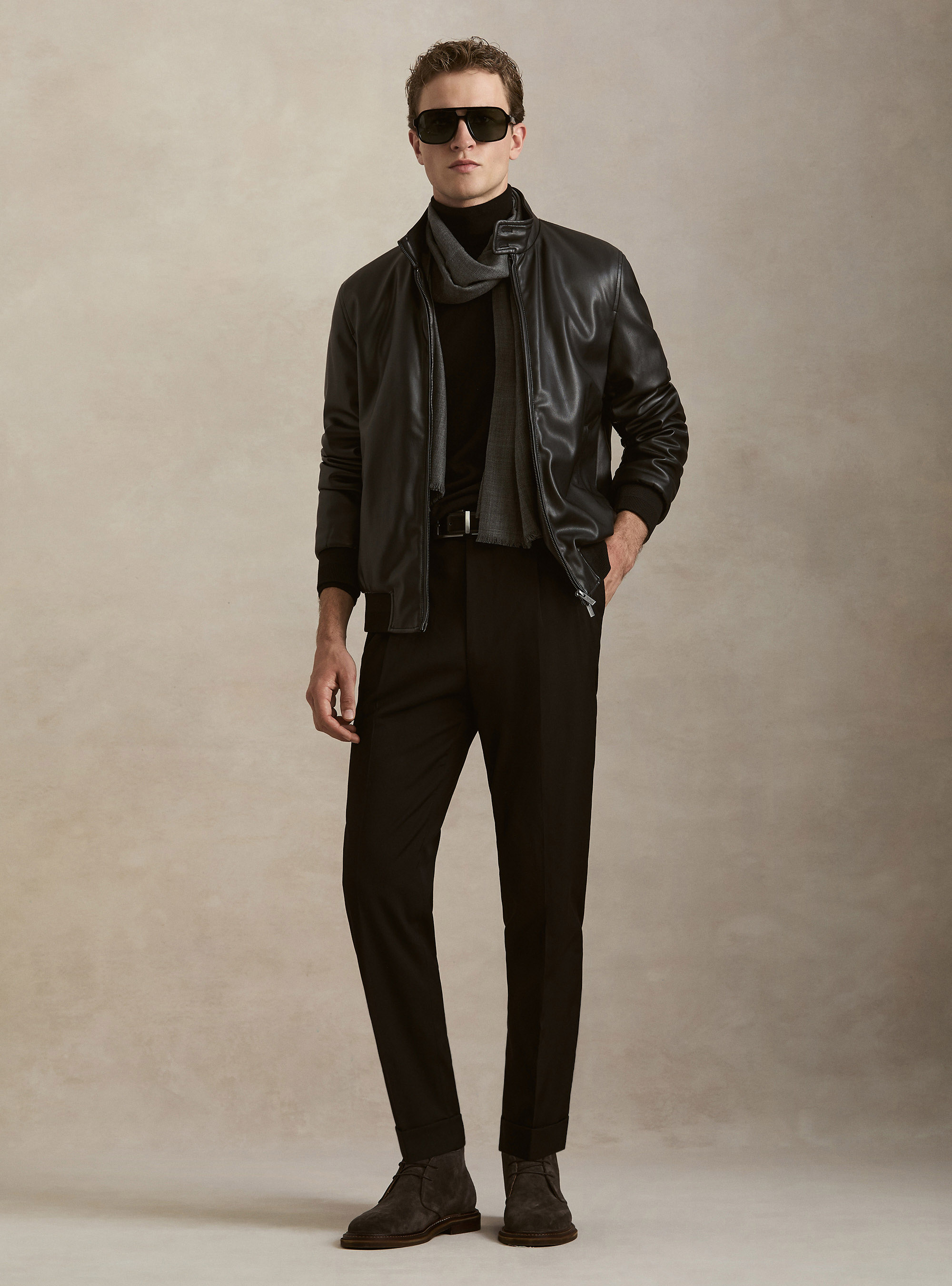 Faux leather jacket, BLACK