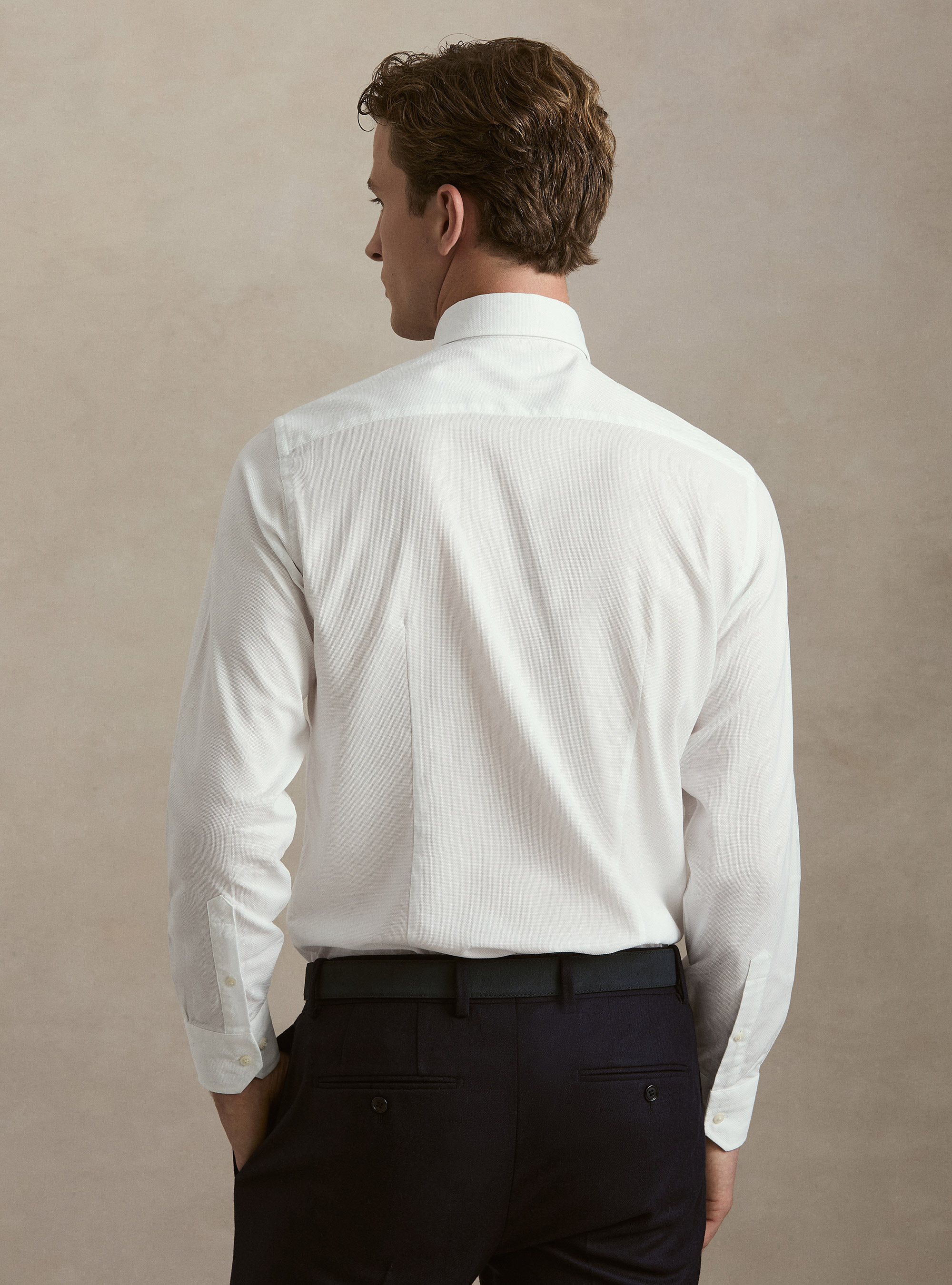 Textured cotton shirt, WHITE