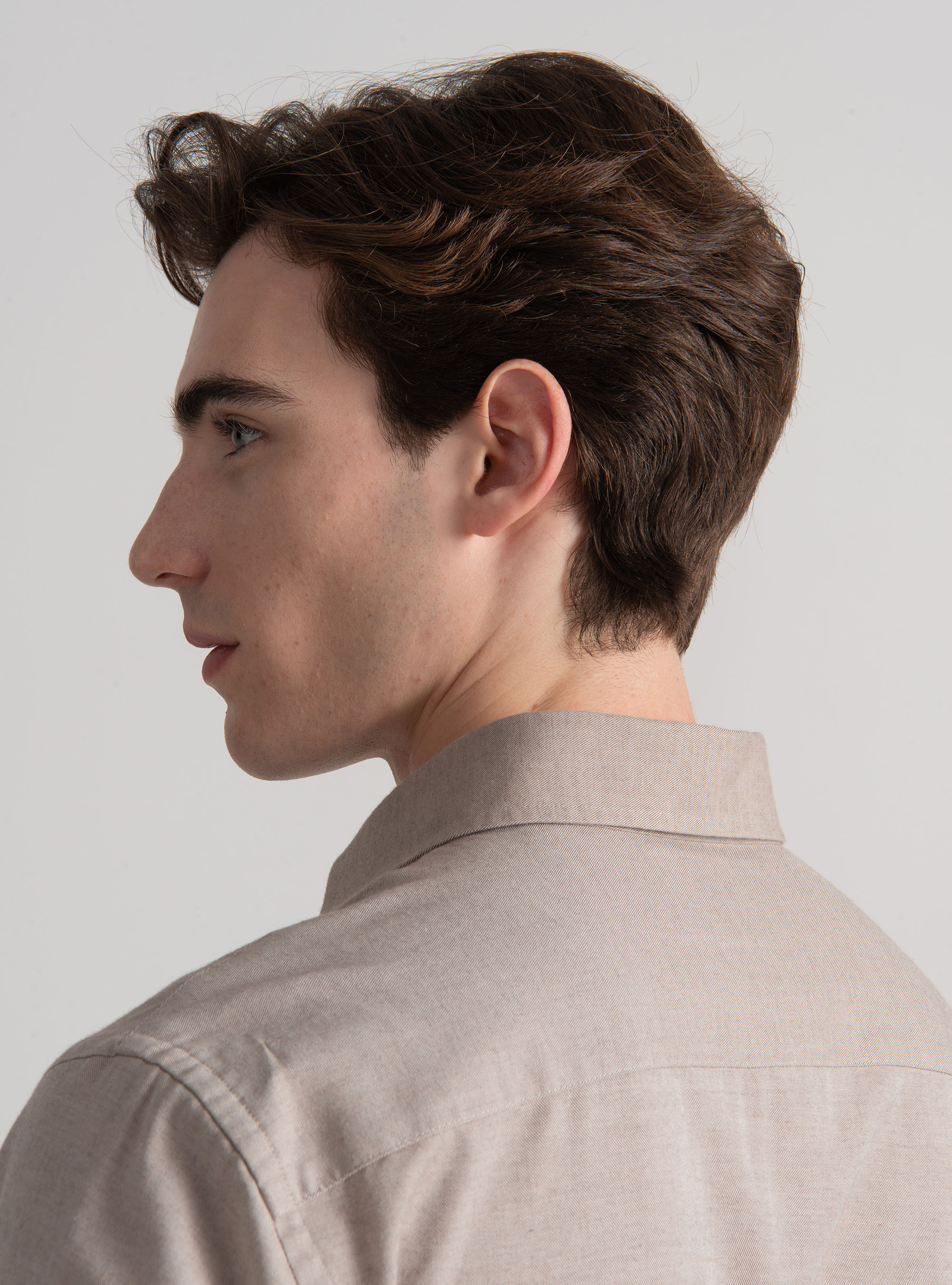 Cotton and wool flannel shirt, SAND