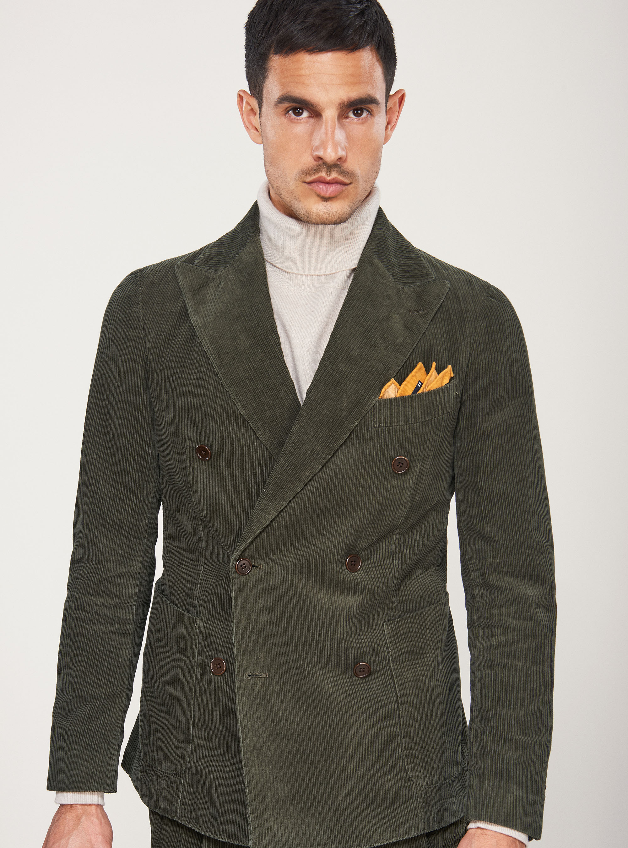 Double-breasted blazer in cotton velvet