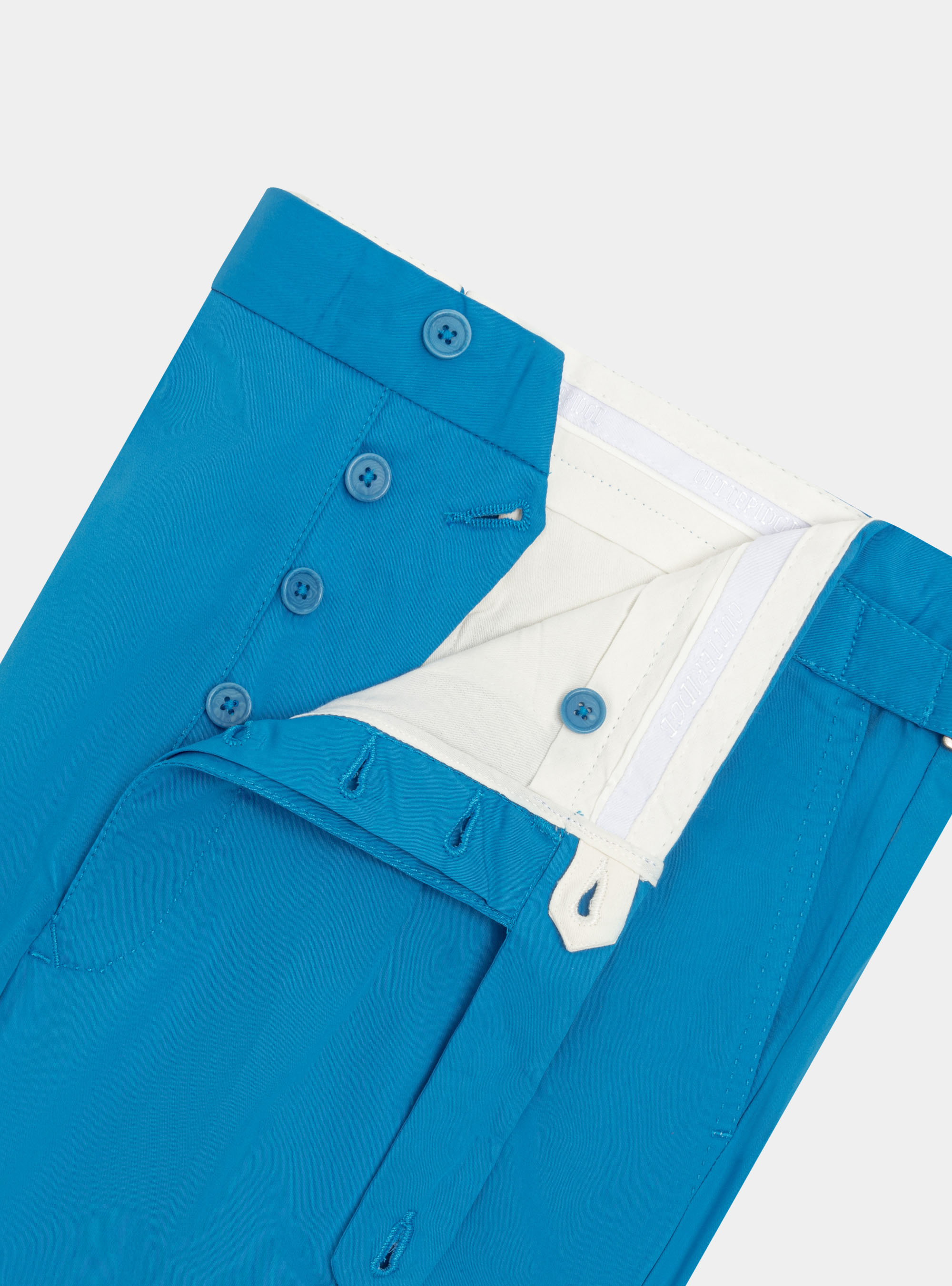 Pantaloni con pince in twill leggero, CELESTE