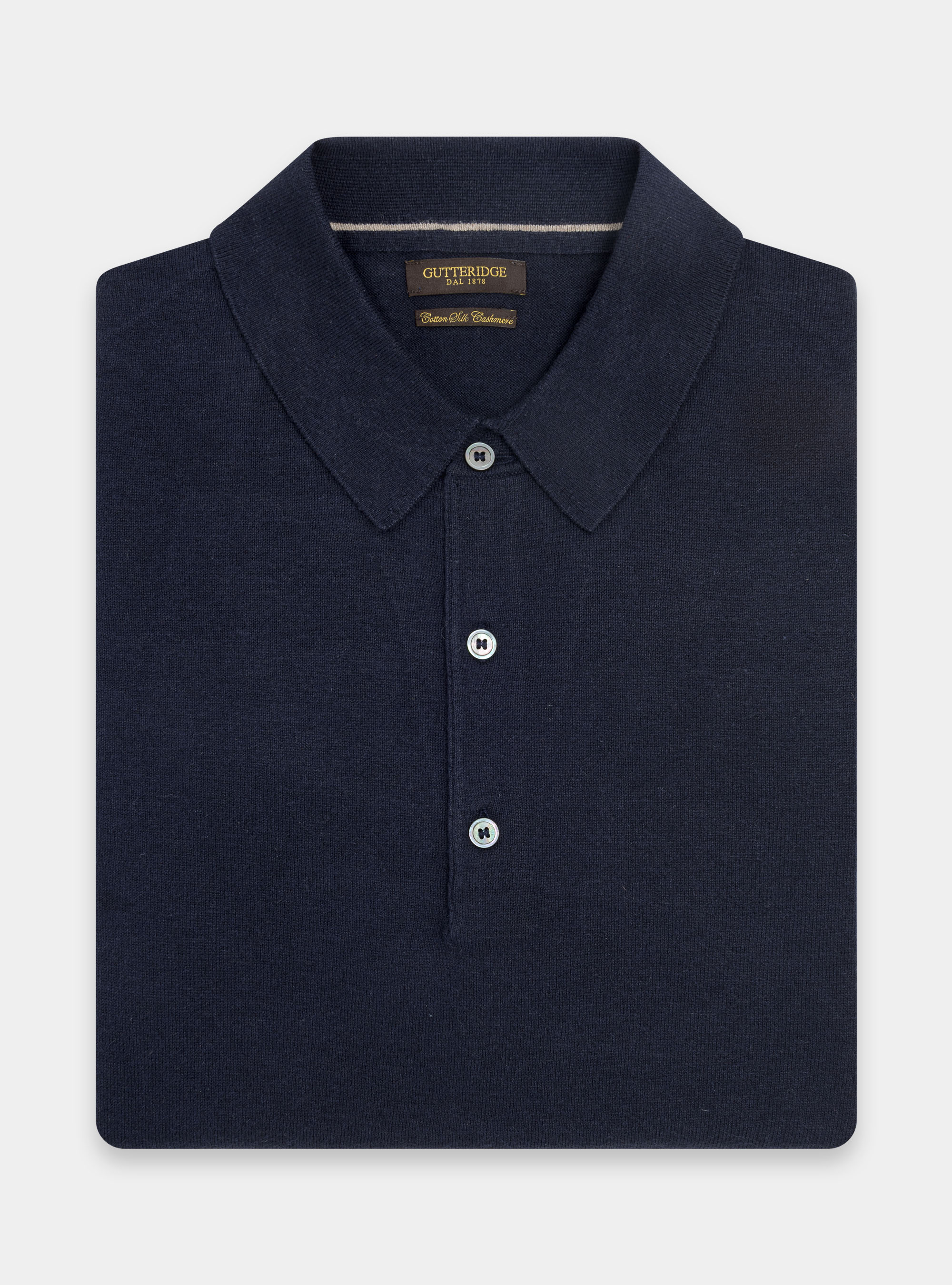 Maglia a polo in cotone seta e cashmere, BLU NAVY