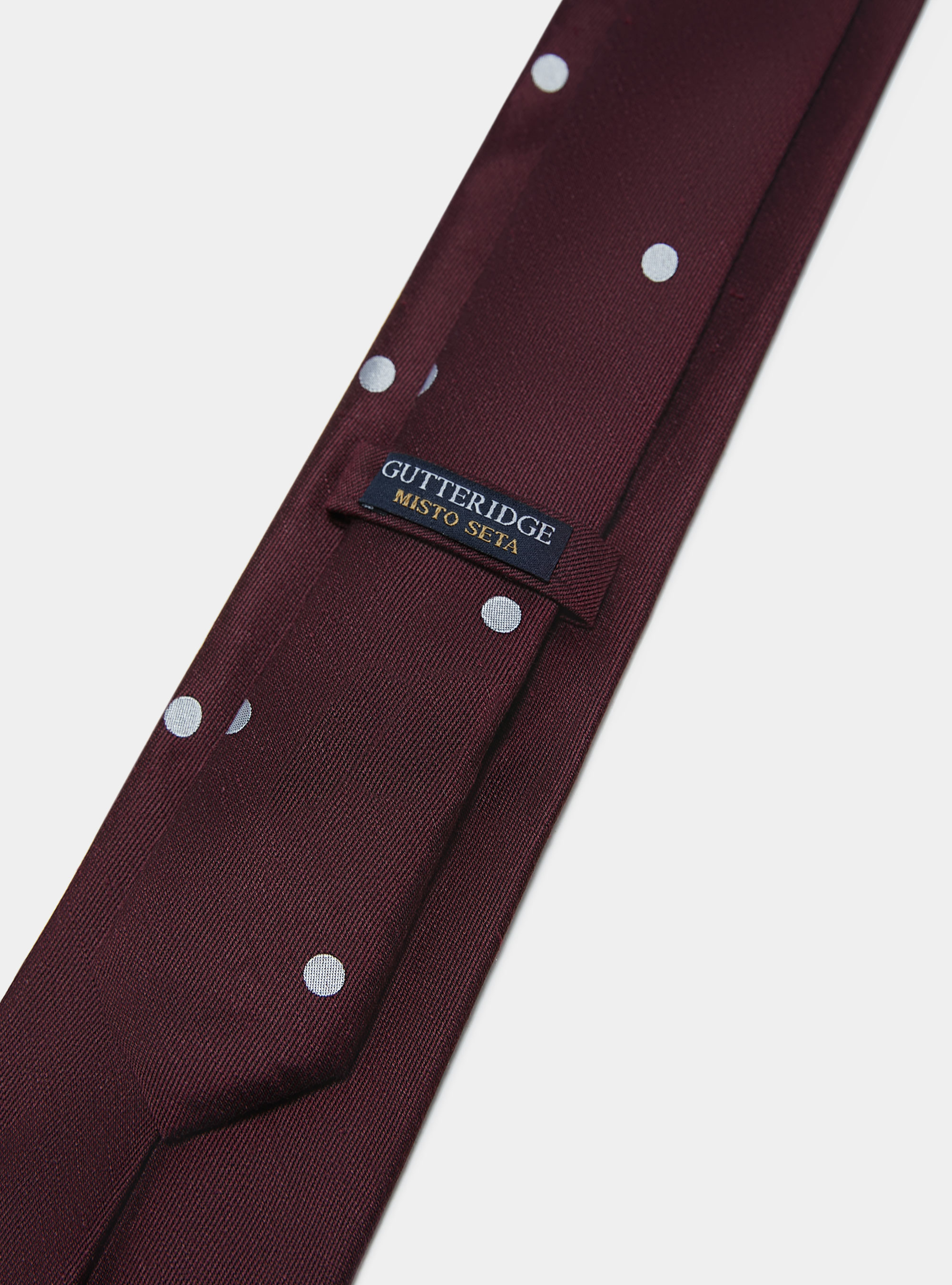 Cravate Macro en soie et lin à pois, BORDEAUX