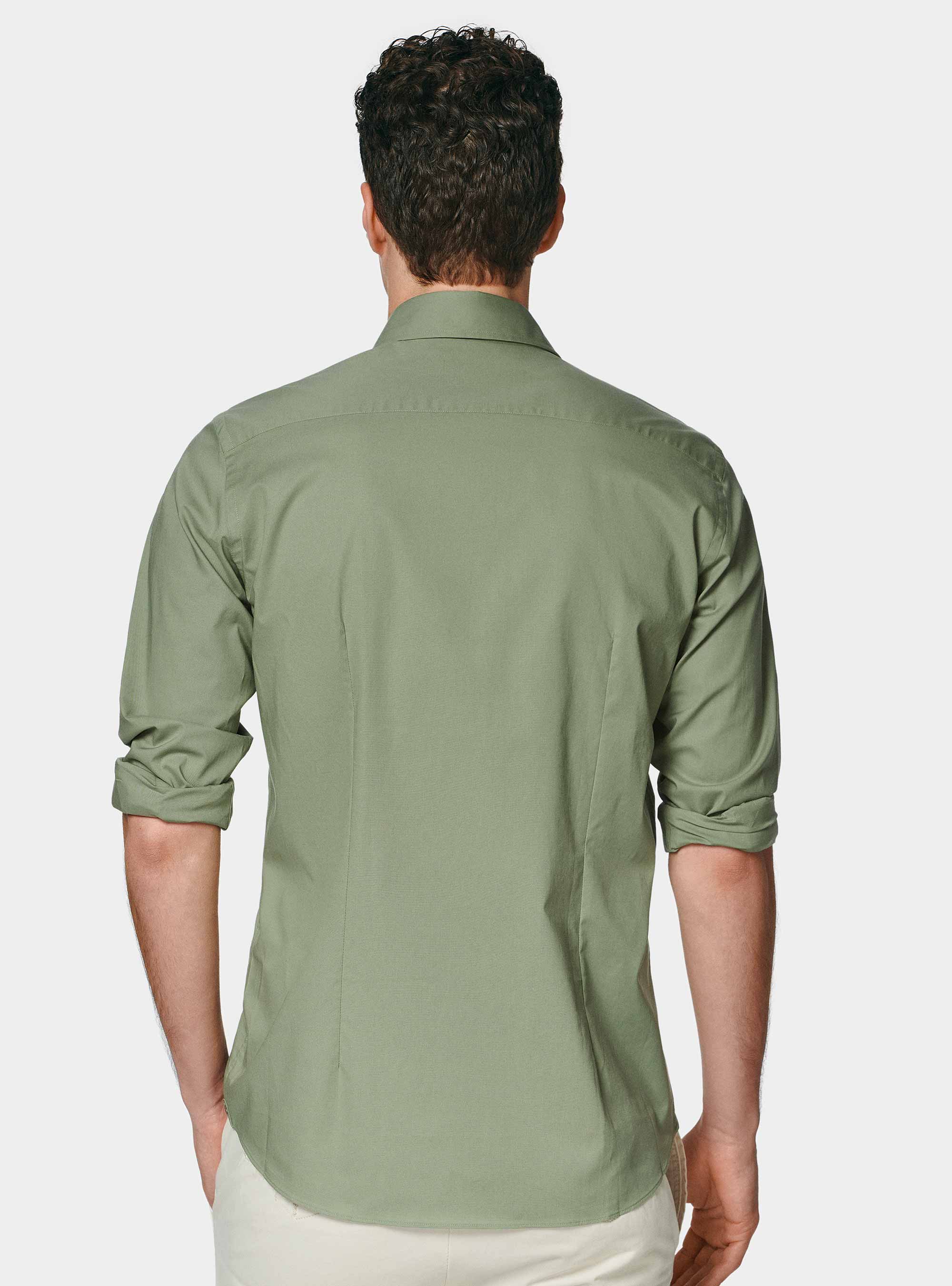 Camicia in popeline stretch, SALVIA 0602C