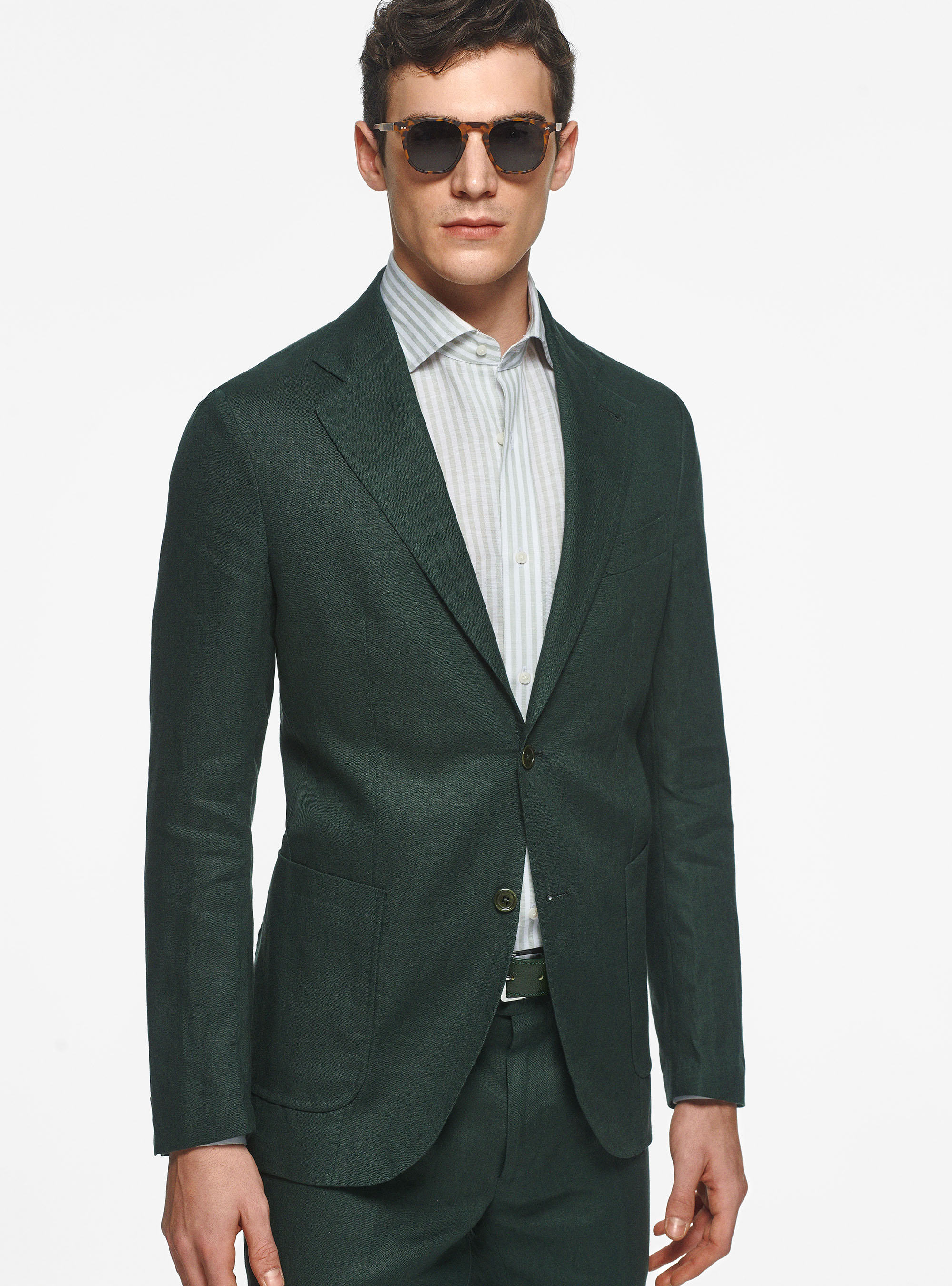 Gutteridge - Pure linen blazer, Unisex, Green, Size: 50