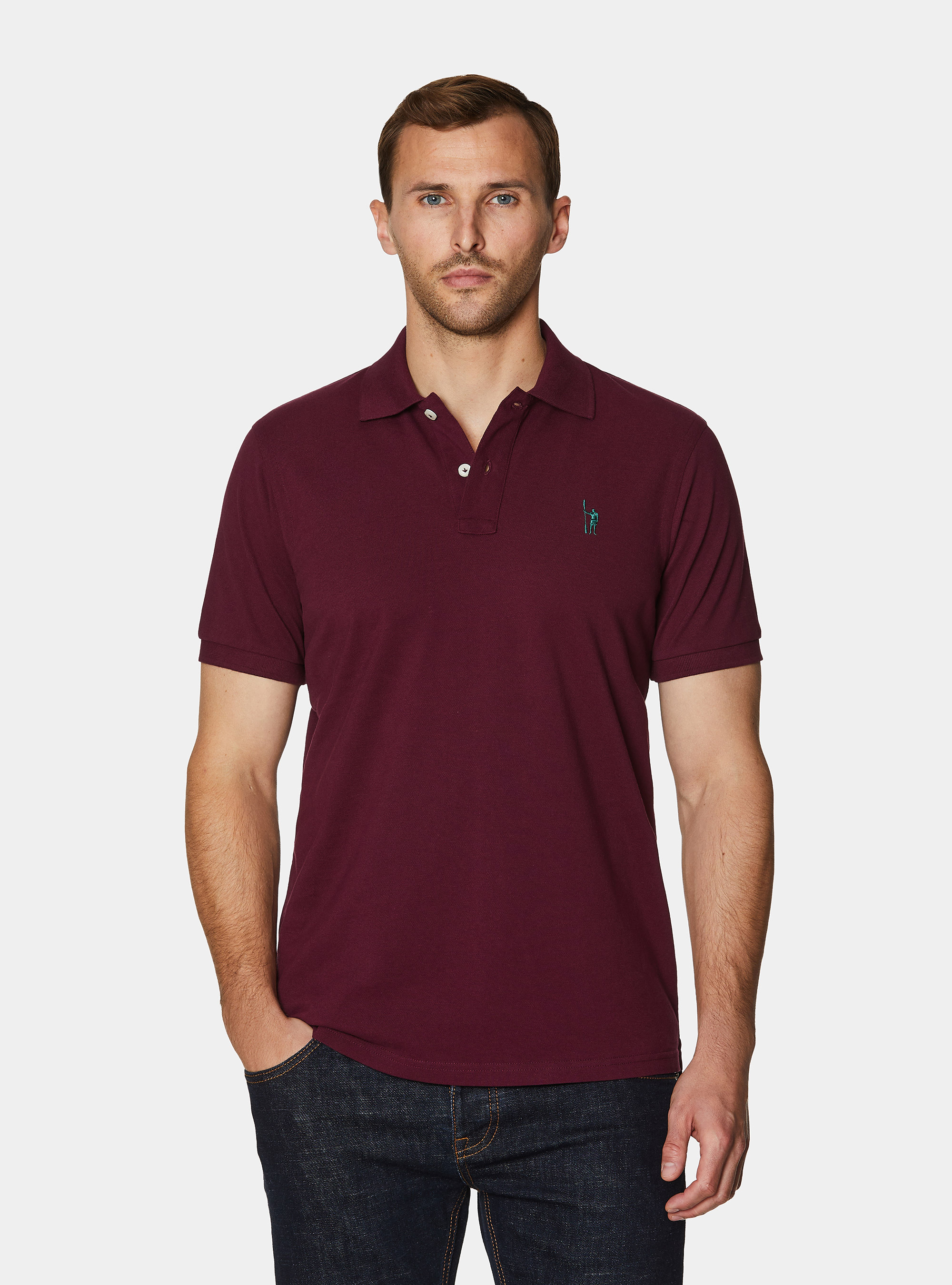 Classic piqu&eacute; polo shirt, BORDEAUX
