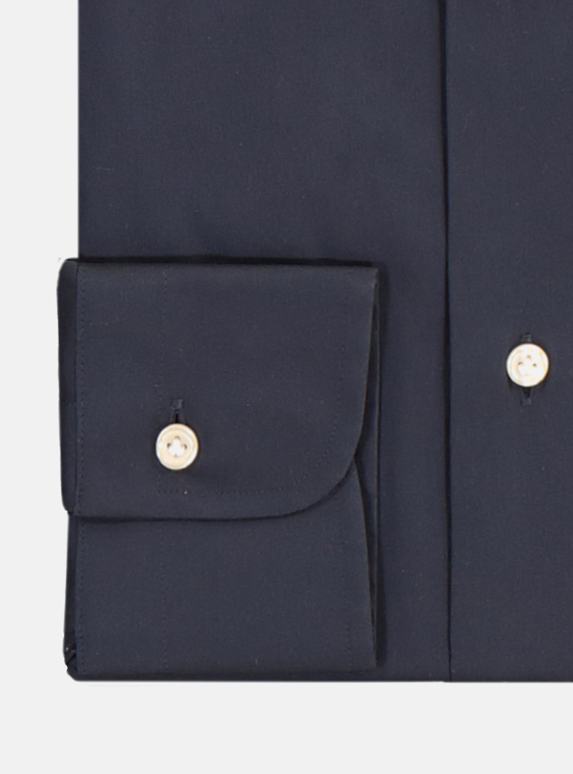 Camicia in cotone popeline stretch con collo francese semiaperto, BLU NAVY