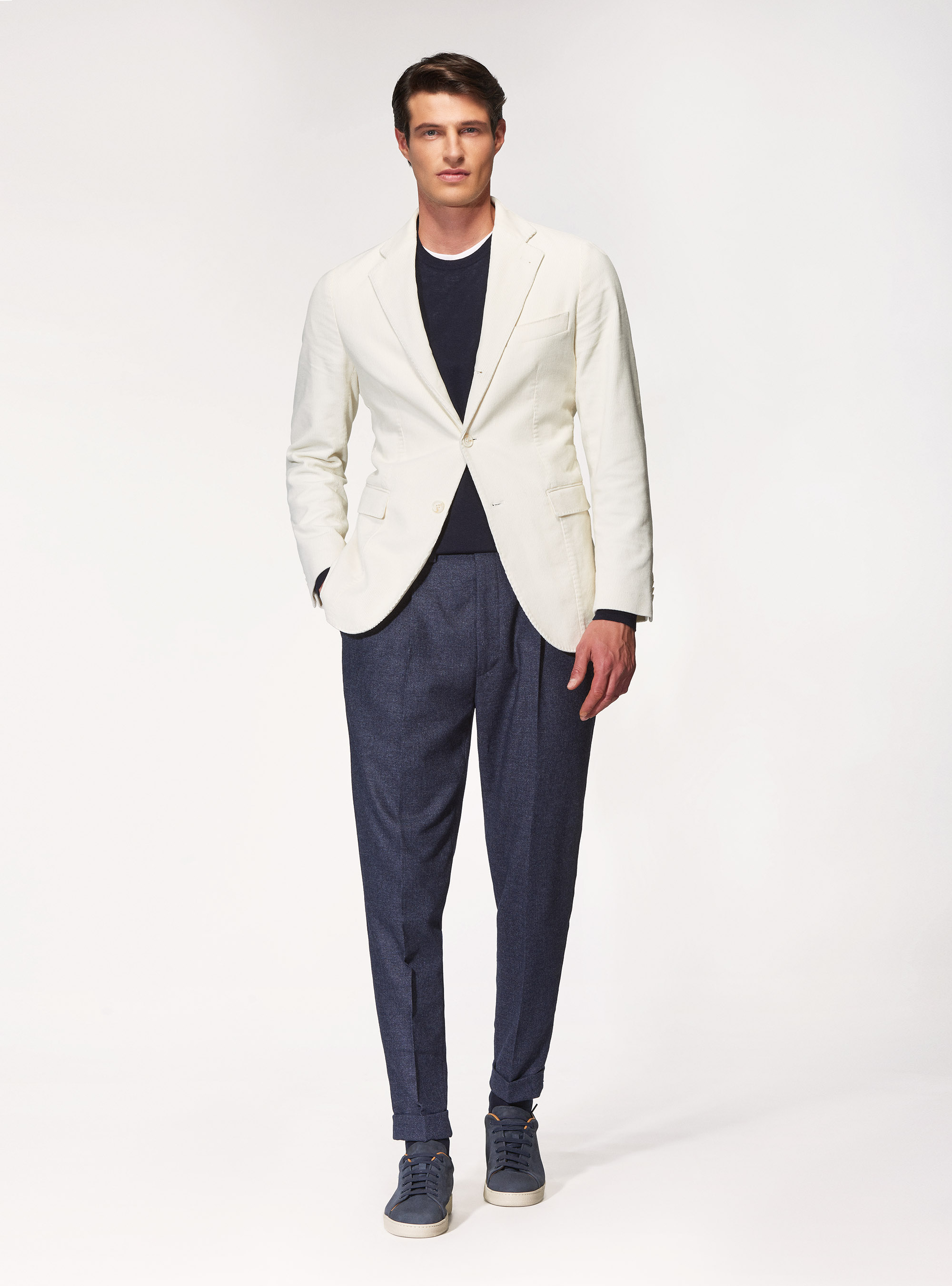 Giacca in velluto a coste di cotone, PANNA