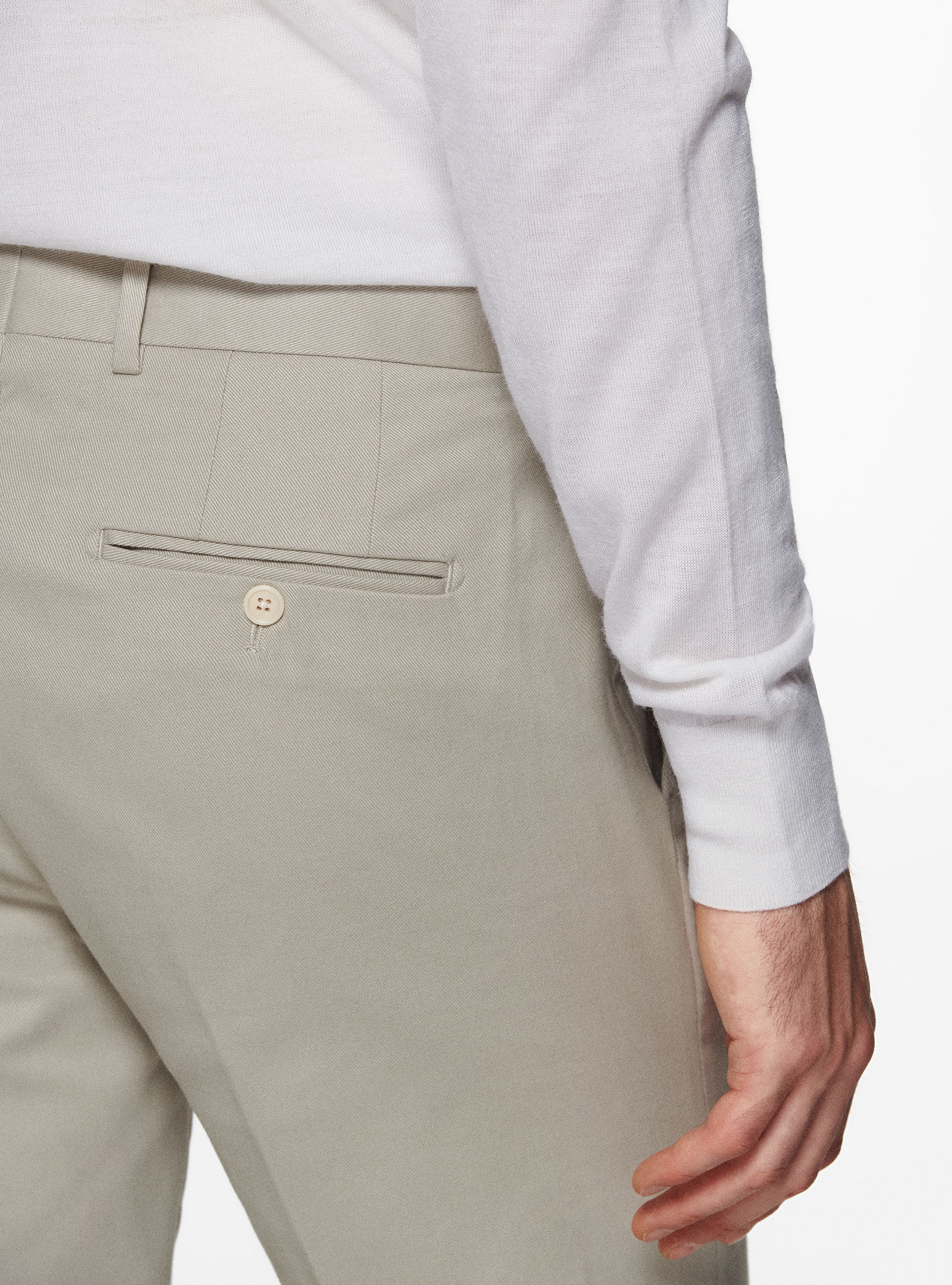 Pantaloni in cotone smerigliato, ECRU