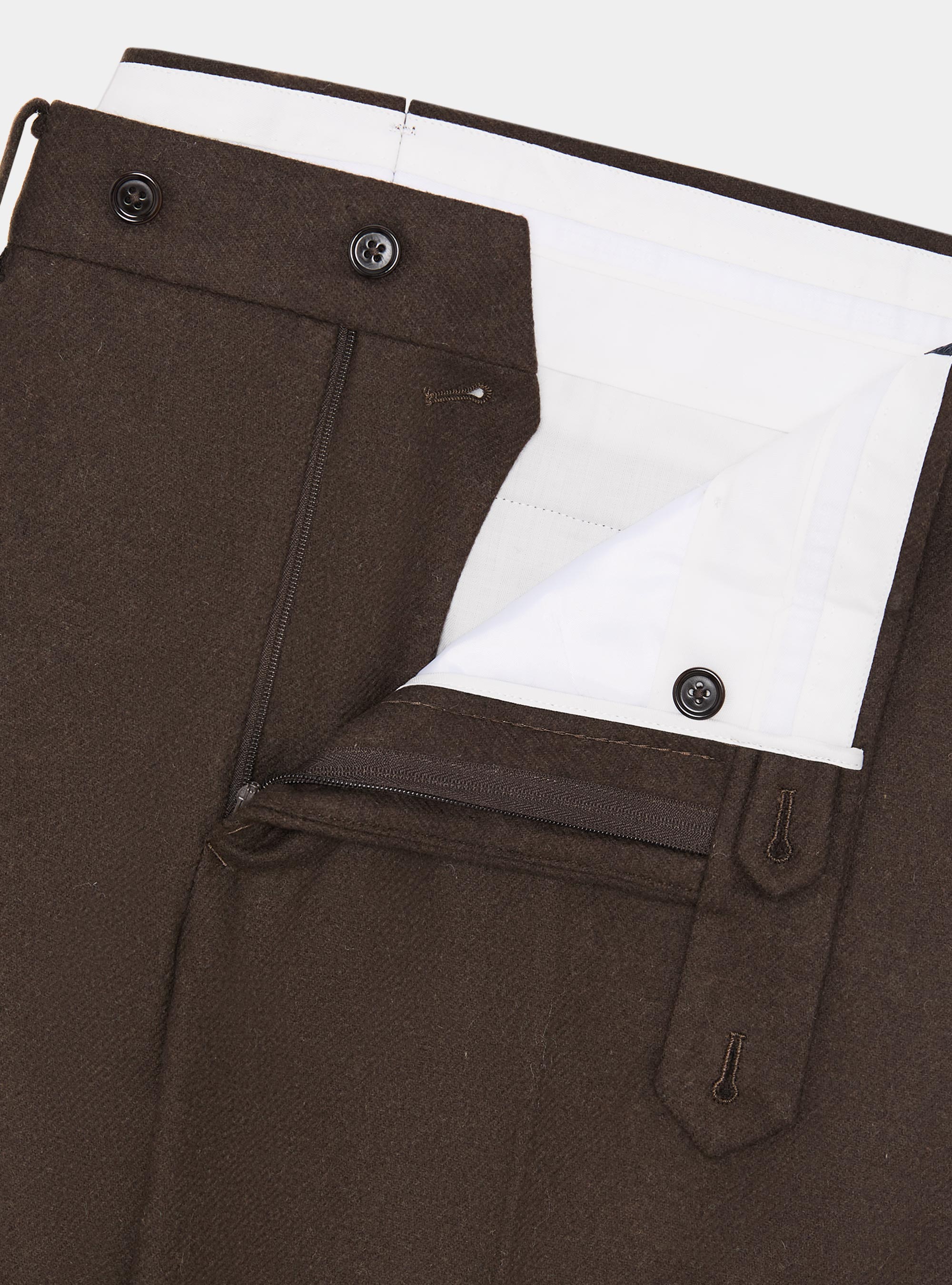 Pantaloni in flanella misto lana, MARRONE