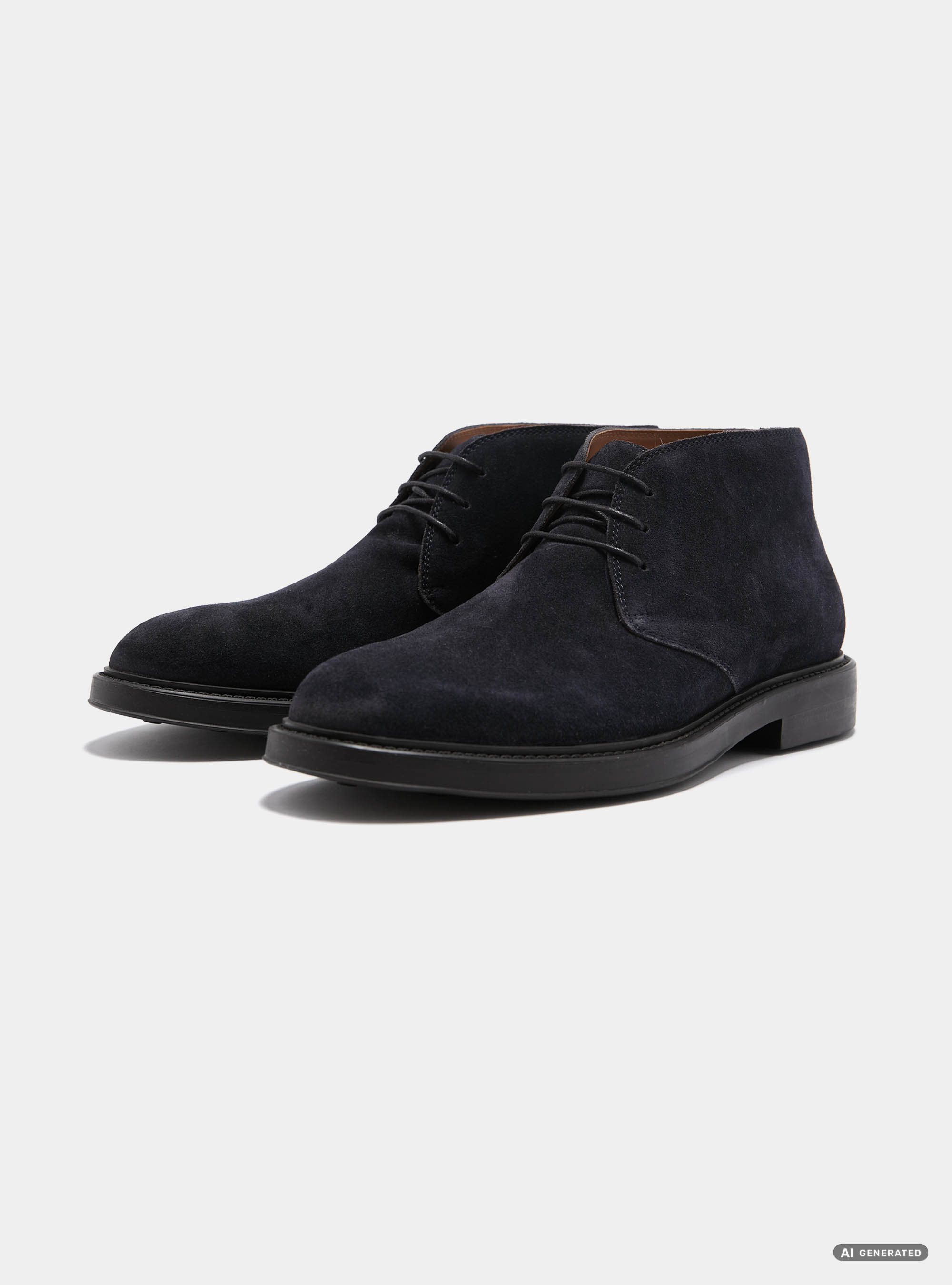 Polacchino in suede con suola in gomma, NAVY BLUE