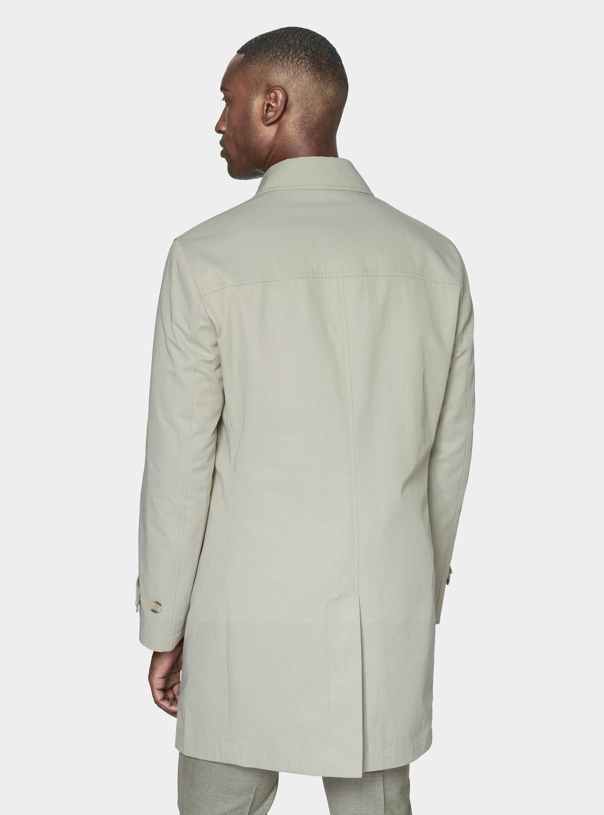 Impermeabile monopetto in misto cotone, ECRU