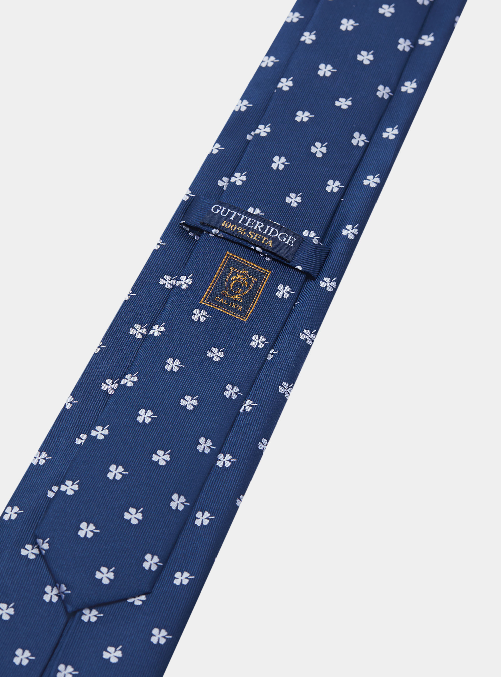 Cravatta in twill di seta con quadrifogli, B053 NAVY/BIANCO