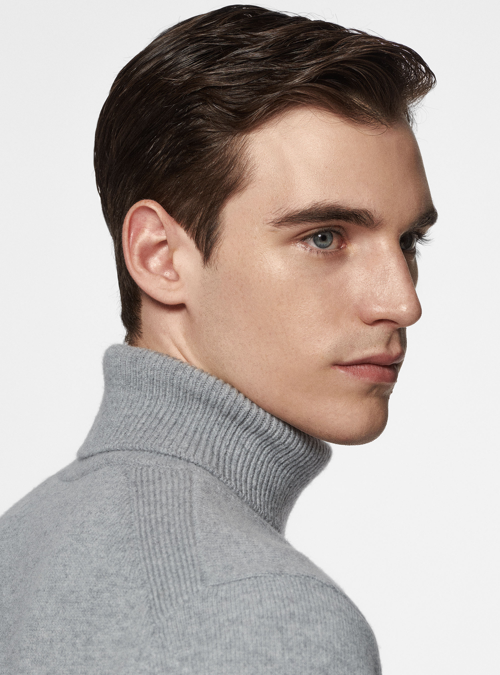 Punto de cuello alto de lana merina, GRIGIO MELANGE 0151C