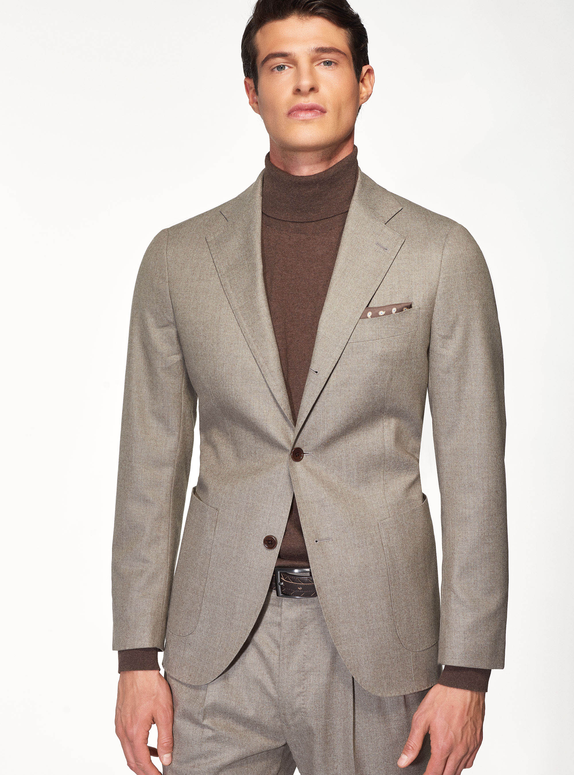 Giacca per abito in flanella di lana superfine 120's Vitale Barberis Canonico, SABBIA