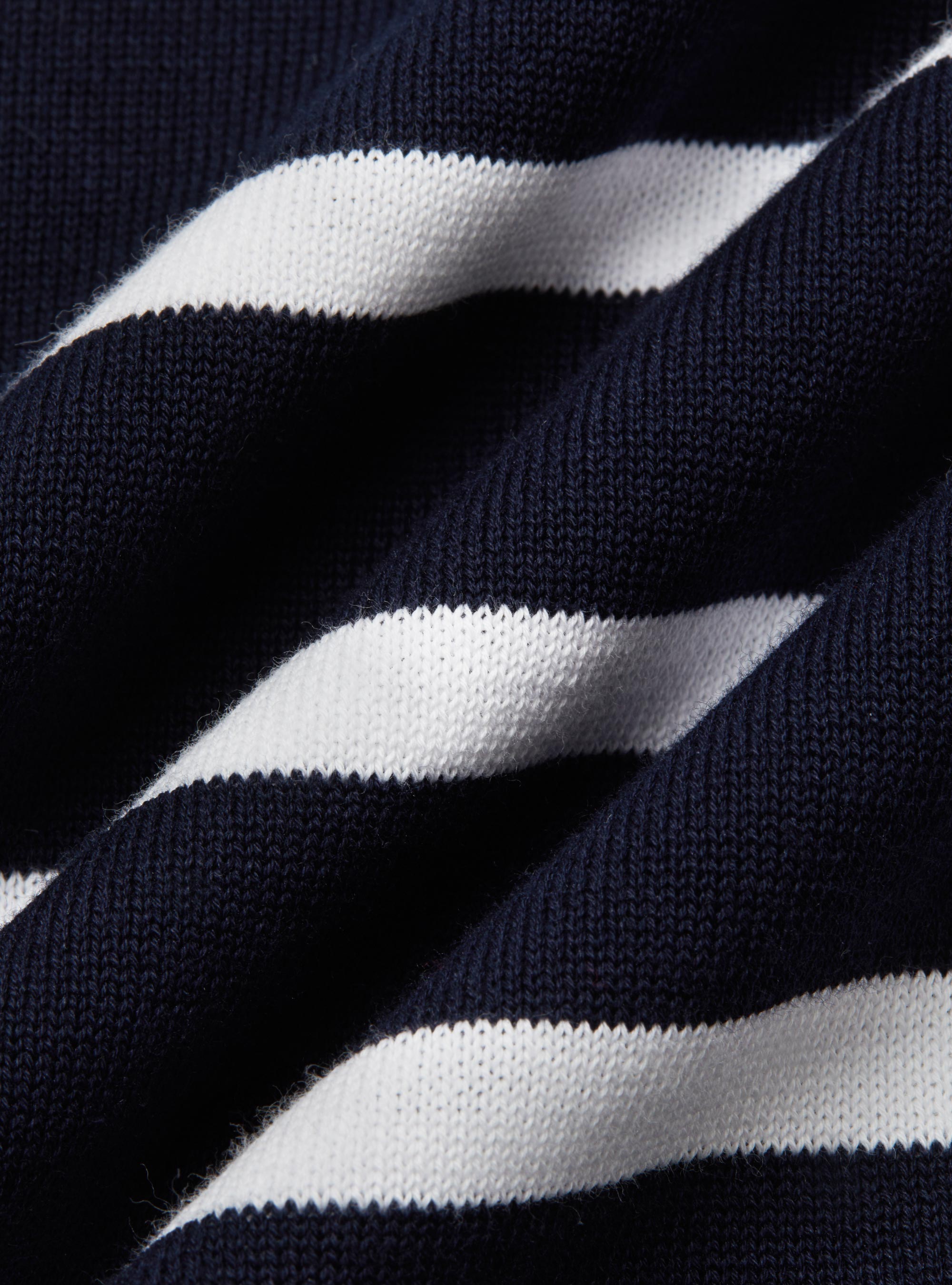 Maglia girocollo in cotone extrafine rigato, BLU NAVY