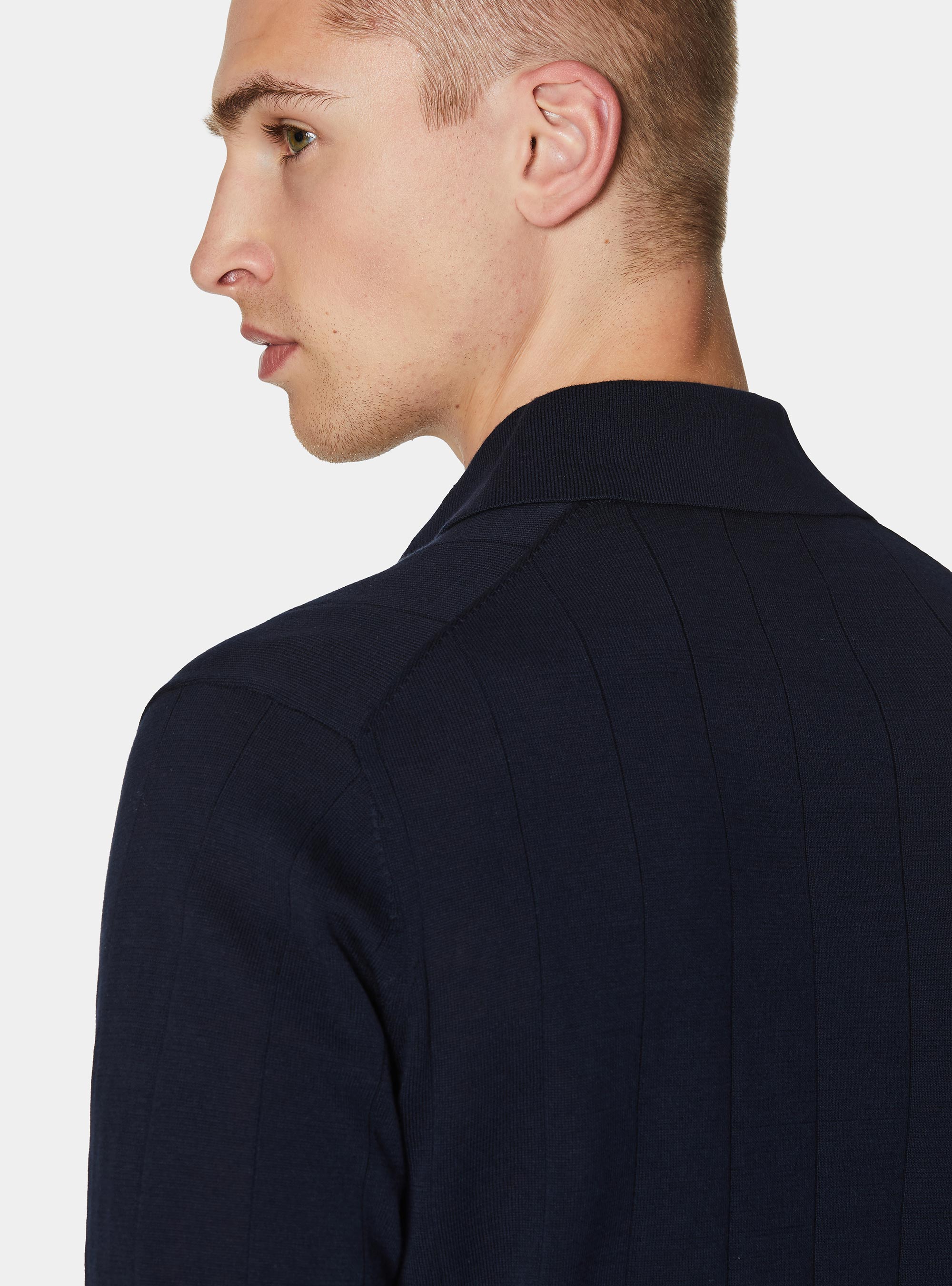 Polo de punto de manga larga, AZUL MARINO