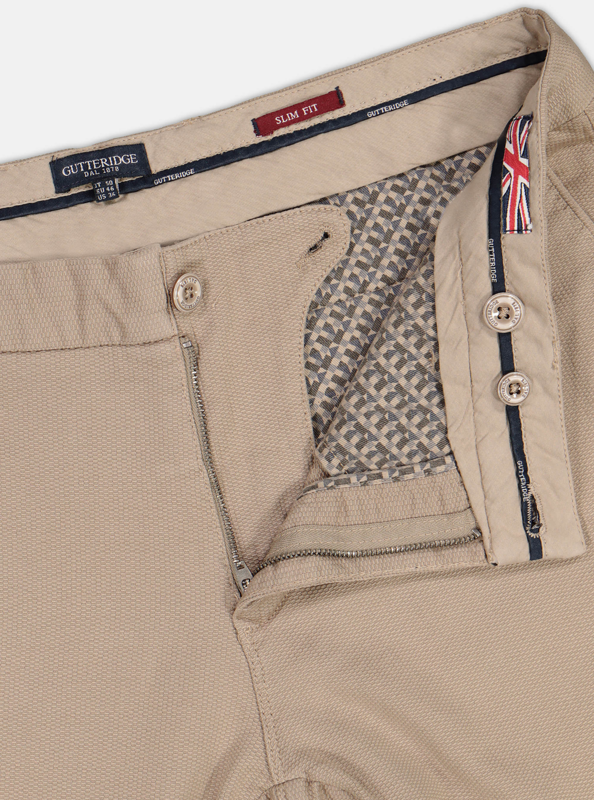 Slack barr&egrave; stretch tasca america, ECRU