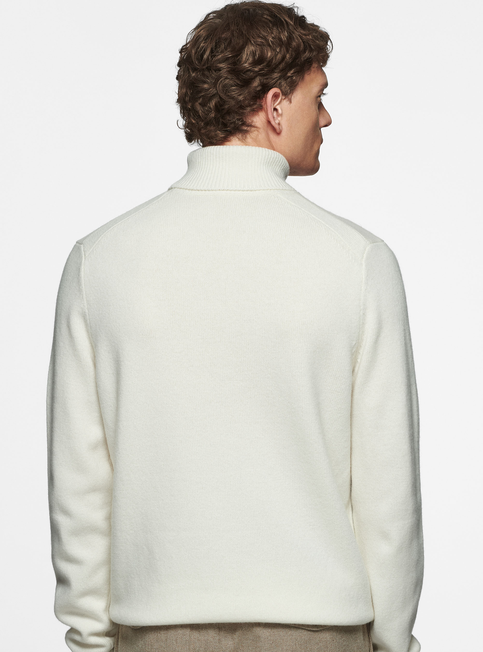 Rollkragenpullover aus Merinowolle, BIANCO 0099C