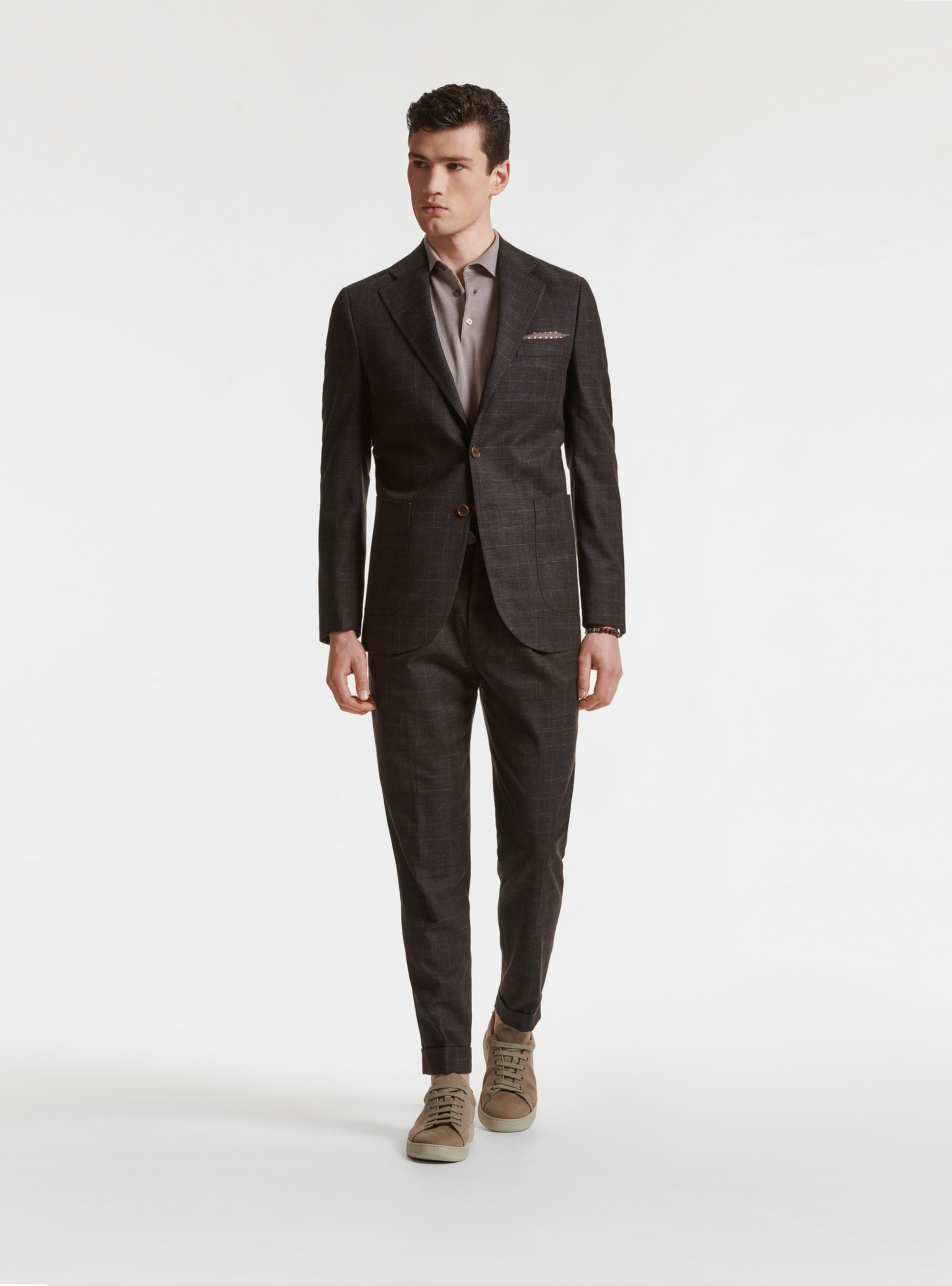 Giacca per abito in lana cotone e lino Marlane, MARRONE