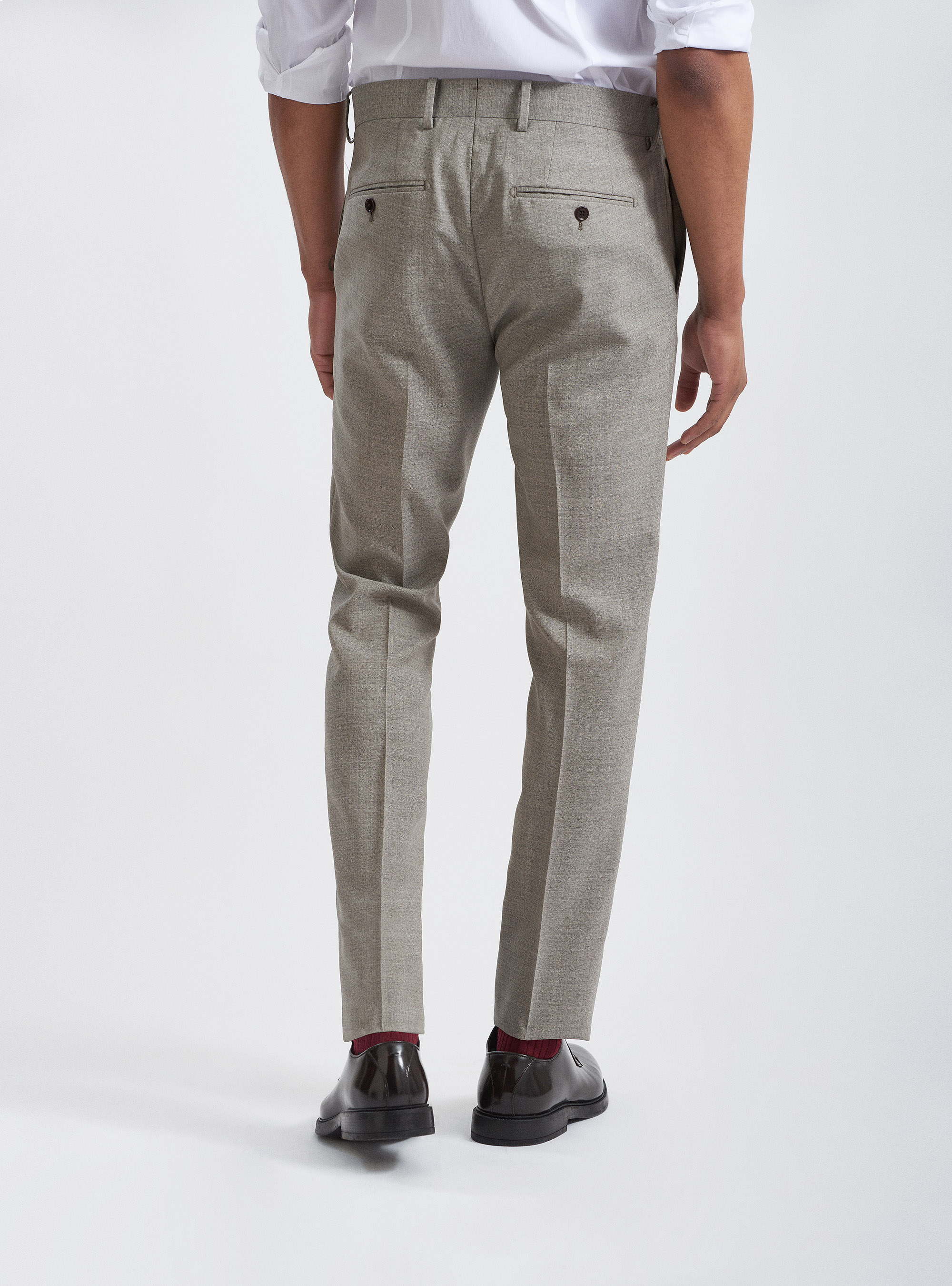 Pantaloni per abito in pura lana tessuti Vitale Barberis Canonico, ECRU