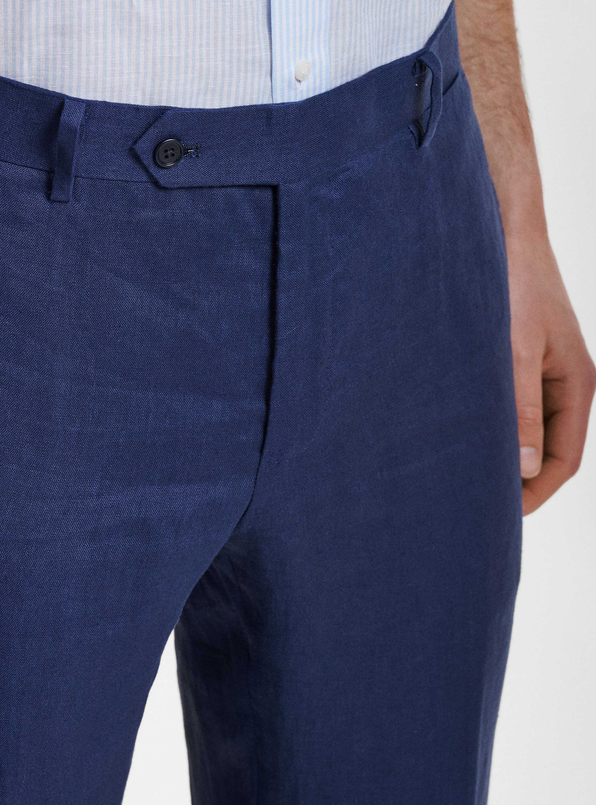 Pantaloni per abito in puro lino, BLU