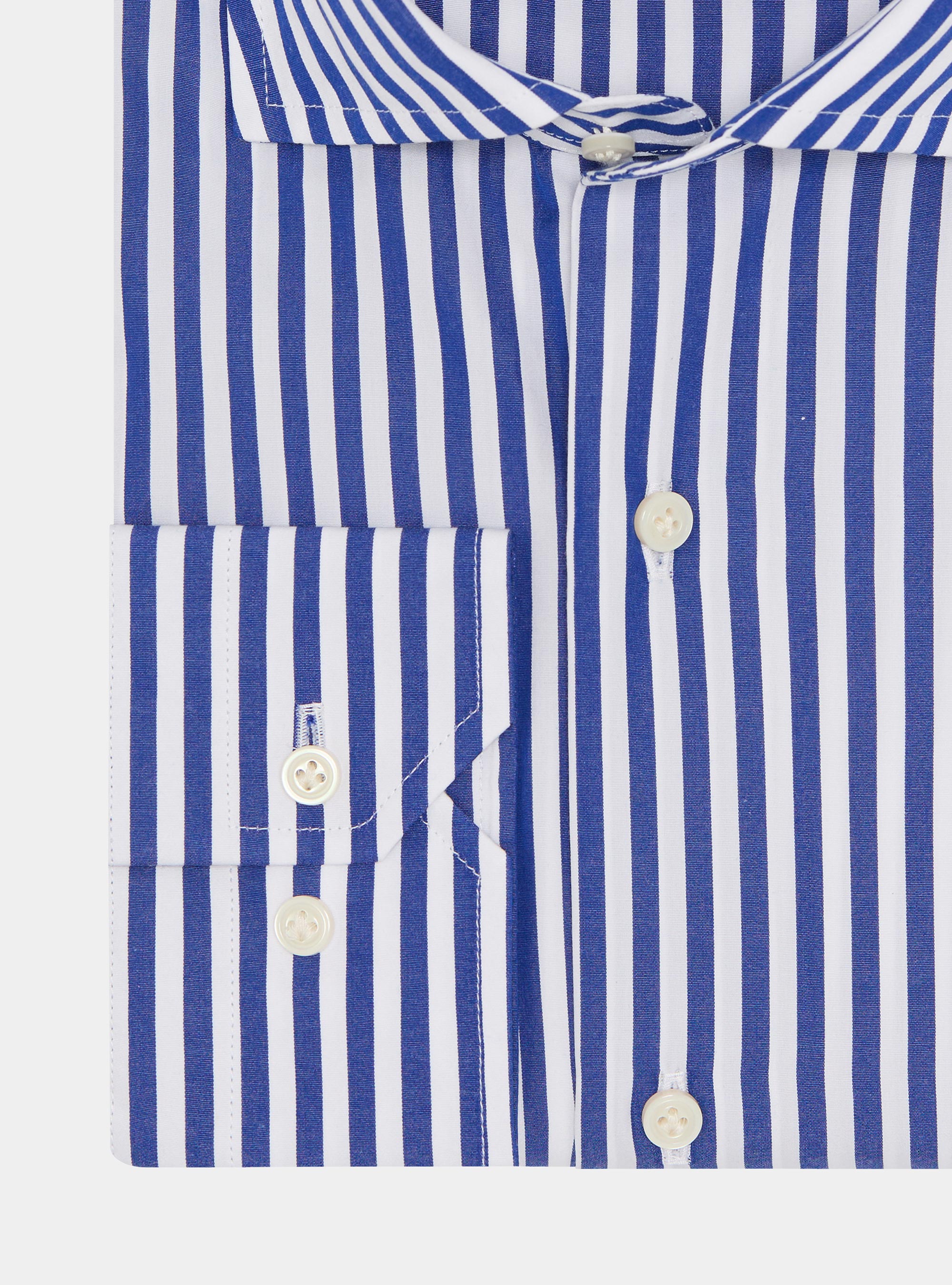 Camicia in popeline di cotone riga larga, BLU