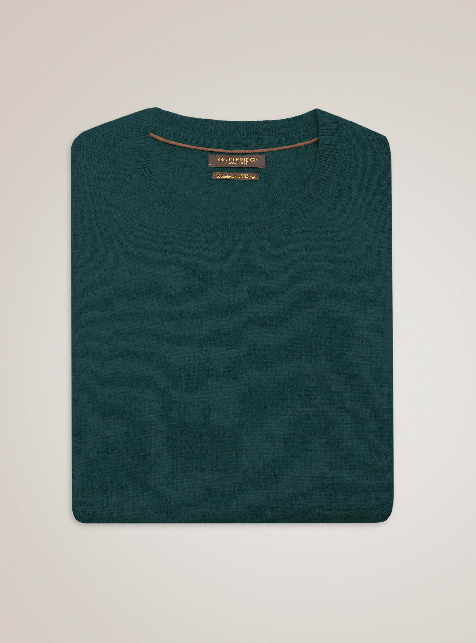 Maglia girocollo in lana lambswool e cashmere, VERDE