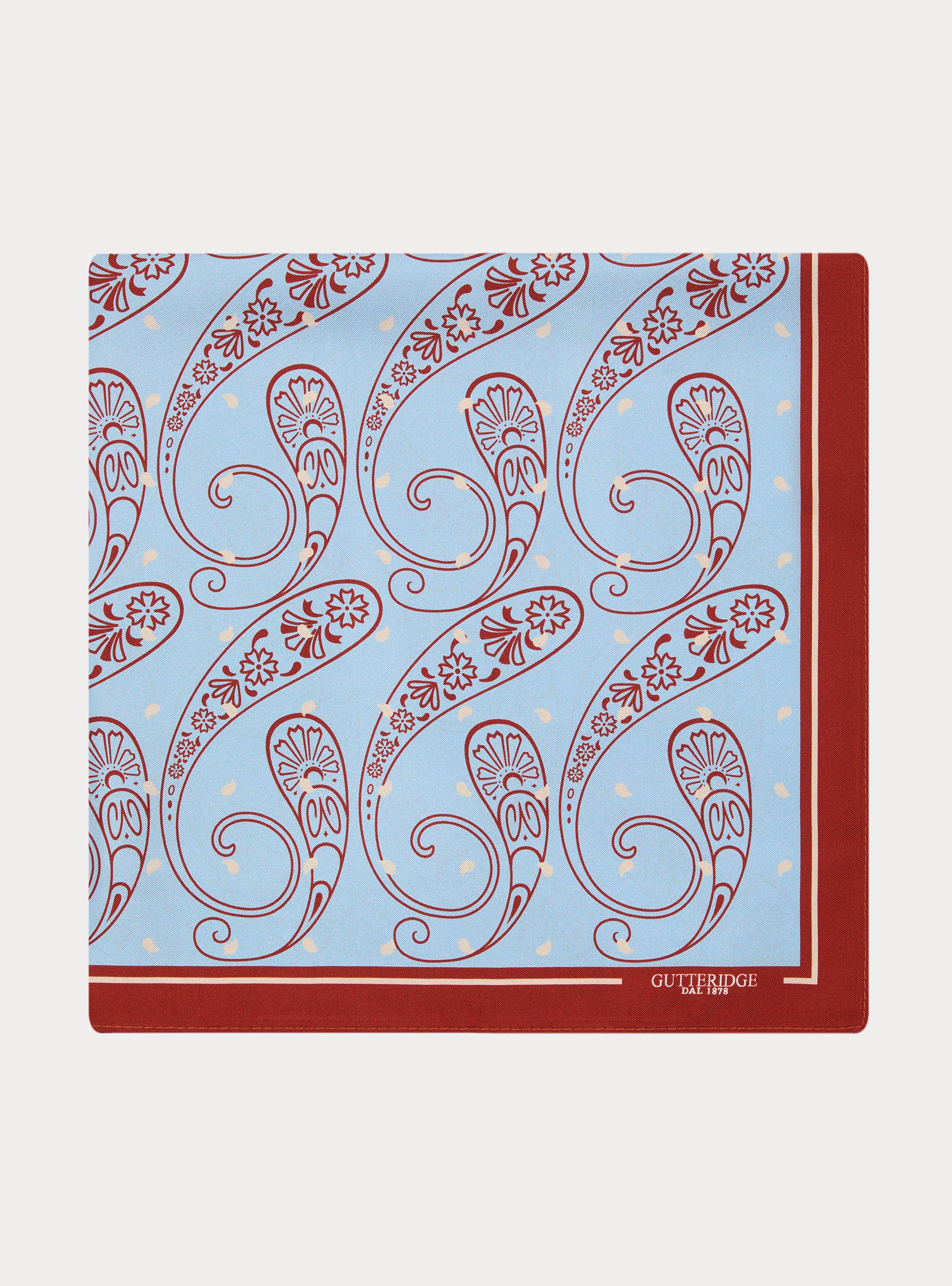 Foulard in seta stampata fantasia macro paisley, LIGHT BLUE