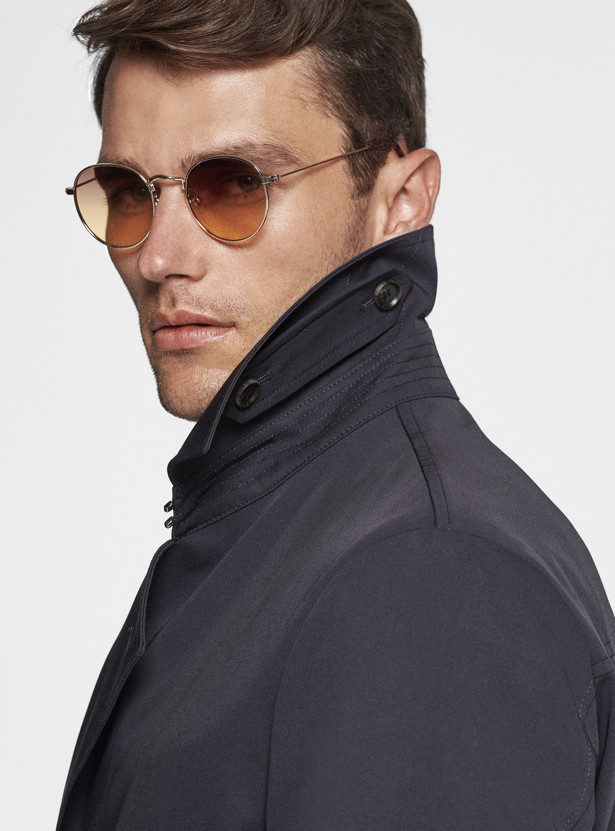 Cotton twill trench coat, NAVY BLUE