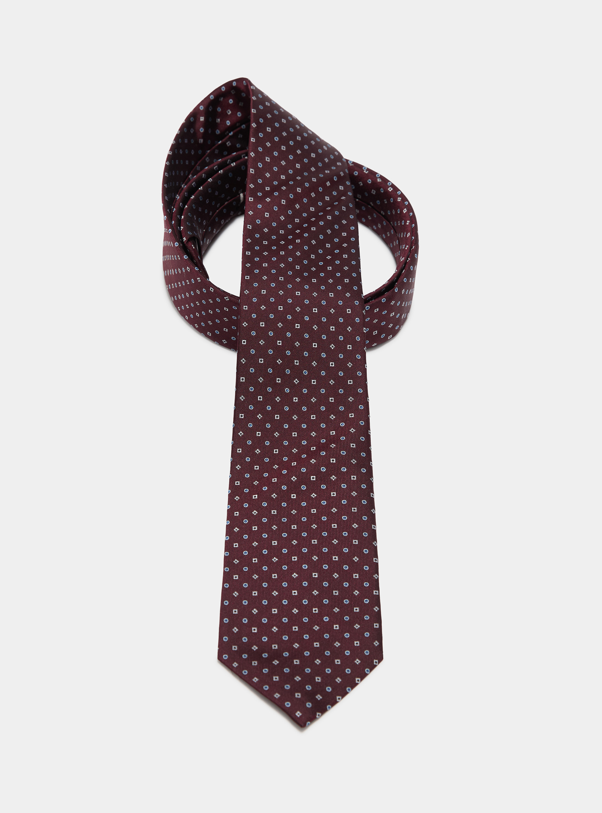Micro patterned silk twill tie, BORDEAUX
