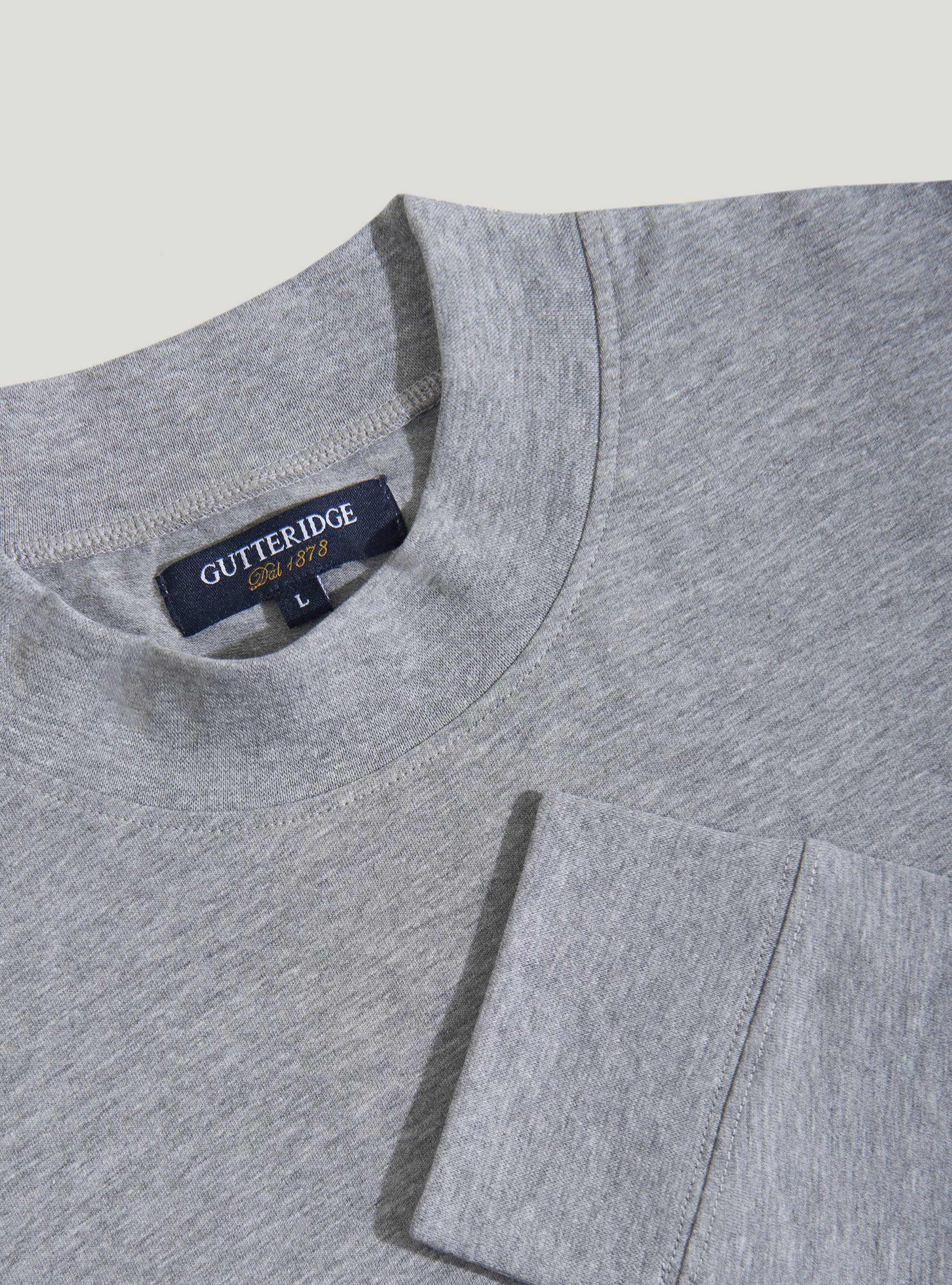 Camiseta de algodón elástico de manga larga, GRIS MARENGO