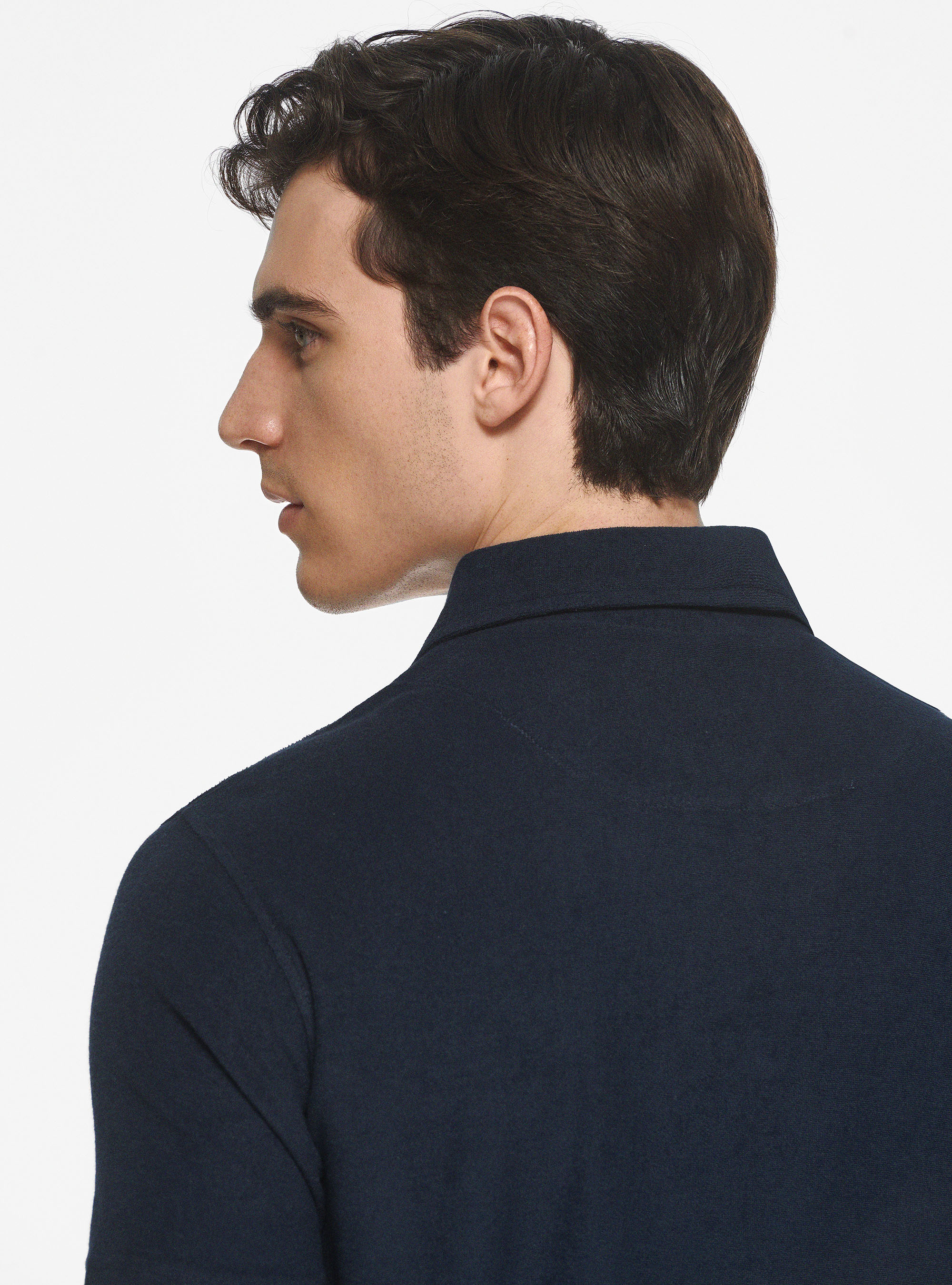 Maglia a polo in puro cotone spugna, BLU NAVY
