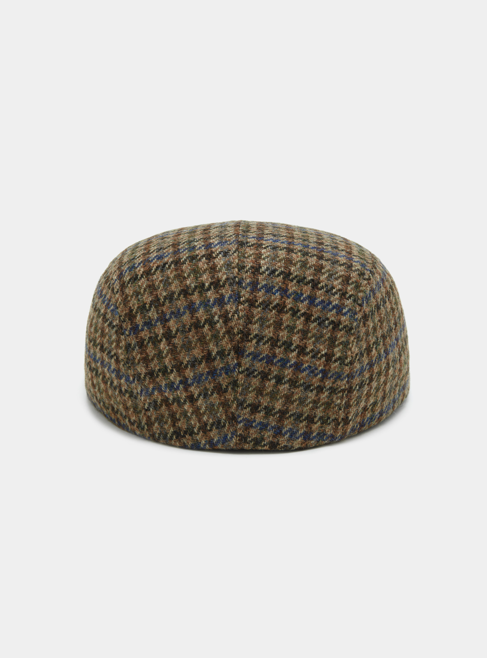 Houndstooth flat cap in pure Shetland wool, MULTICOLOR