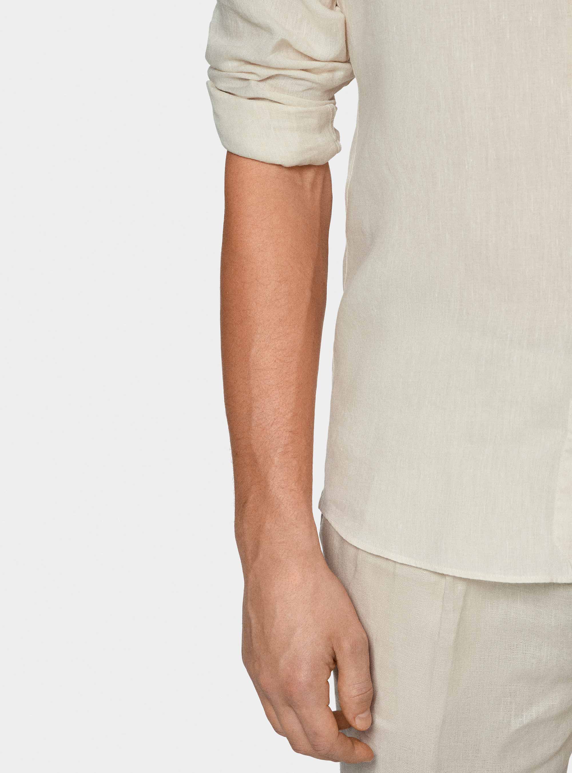 Camicia in puro lino, ECRU