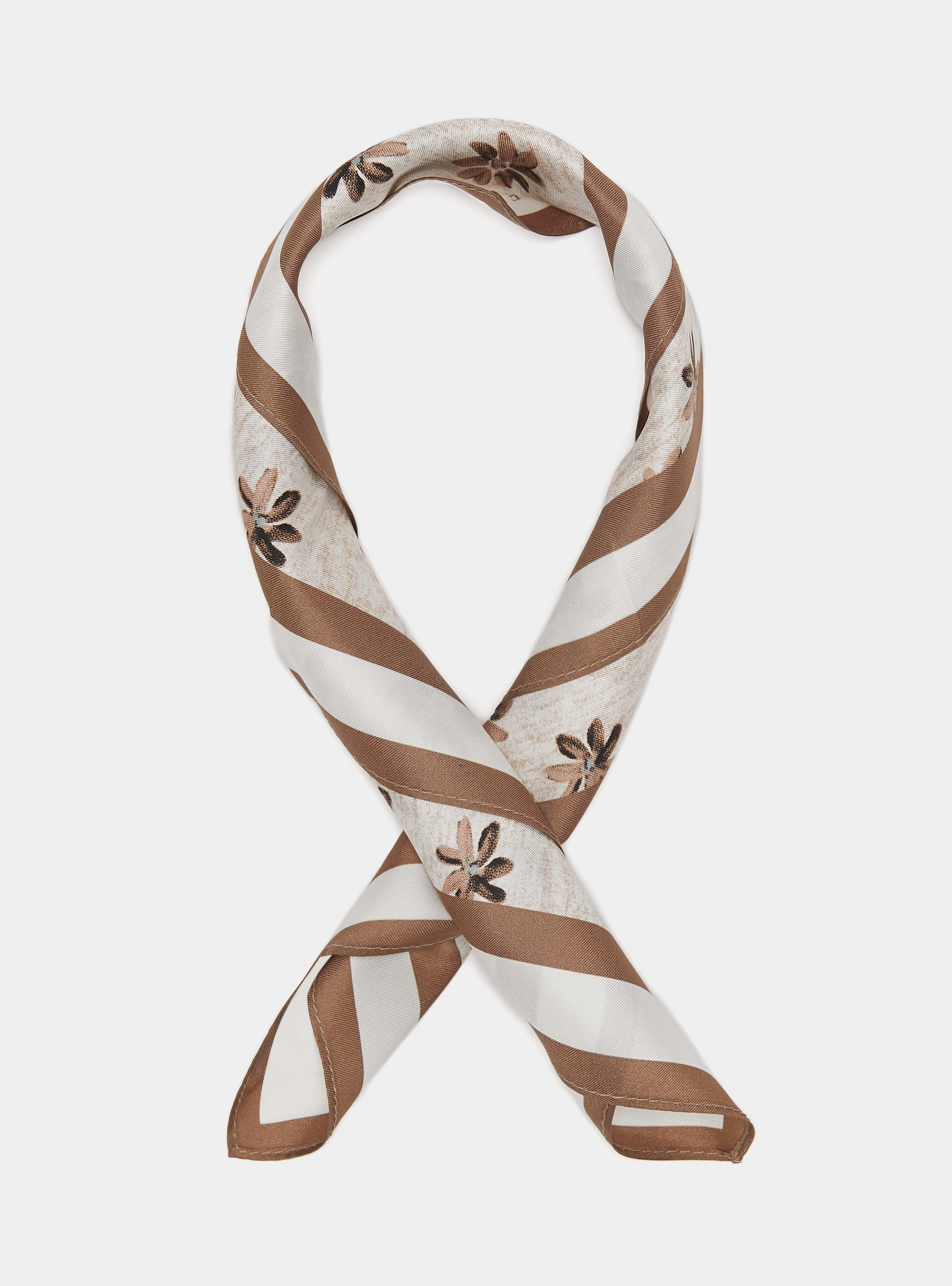 Foulard floreale in seta stampata, SABBIA