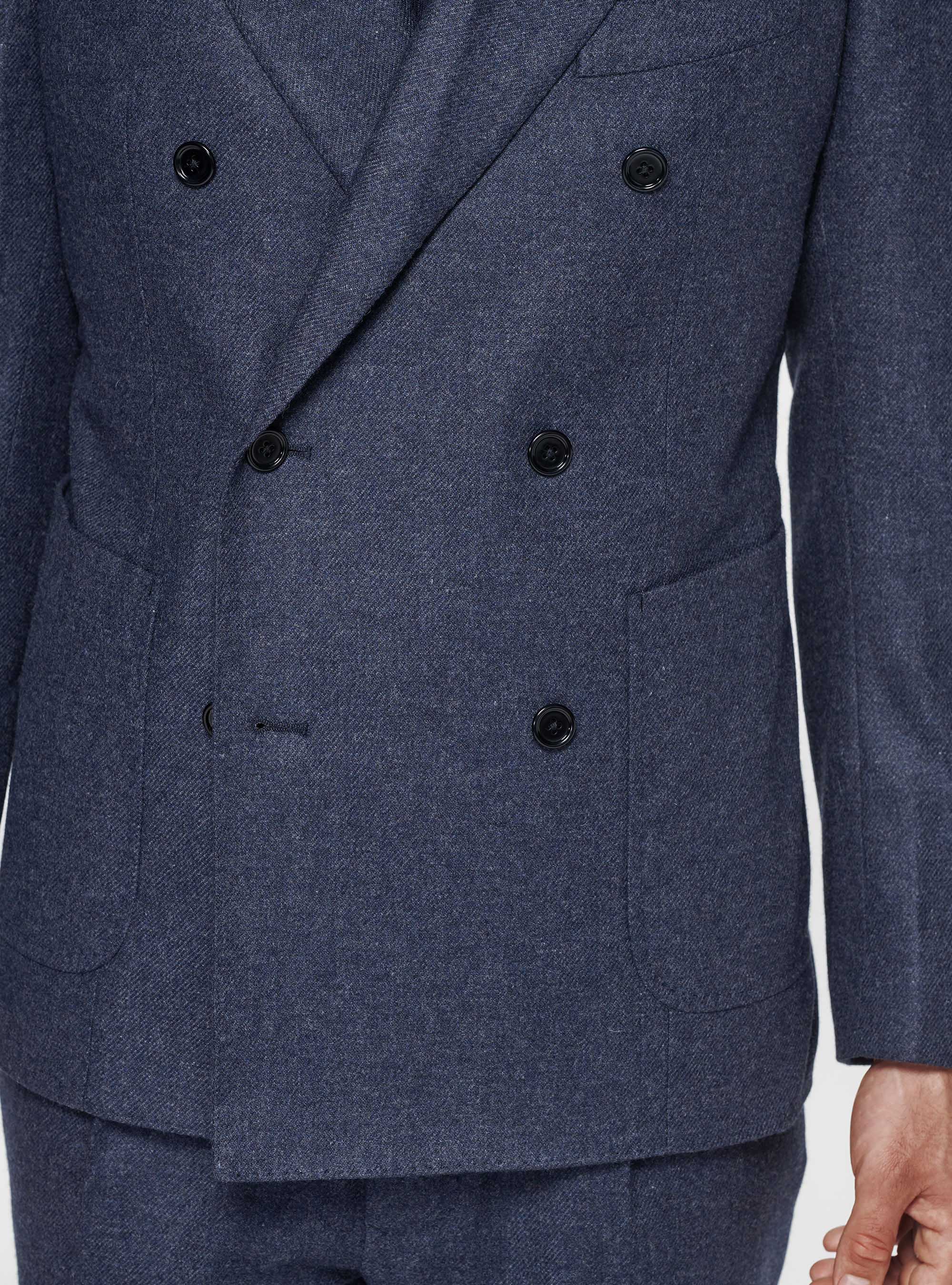 Giacca doppiopetto in flanella Duemilagori, INCHIOSTRO