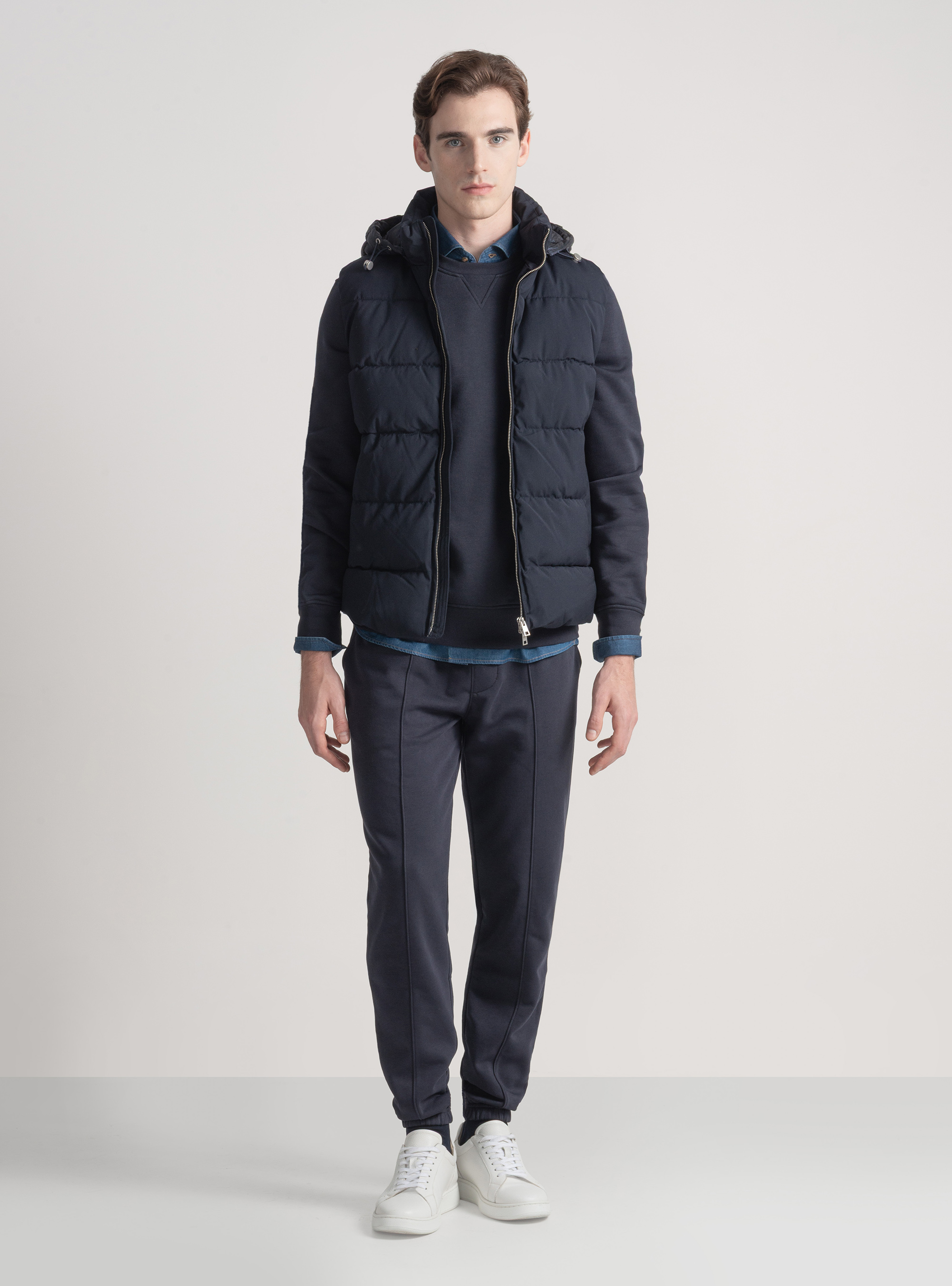 Smanicato imbottito con cappuccio, BLU NAVY