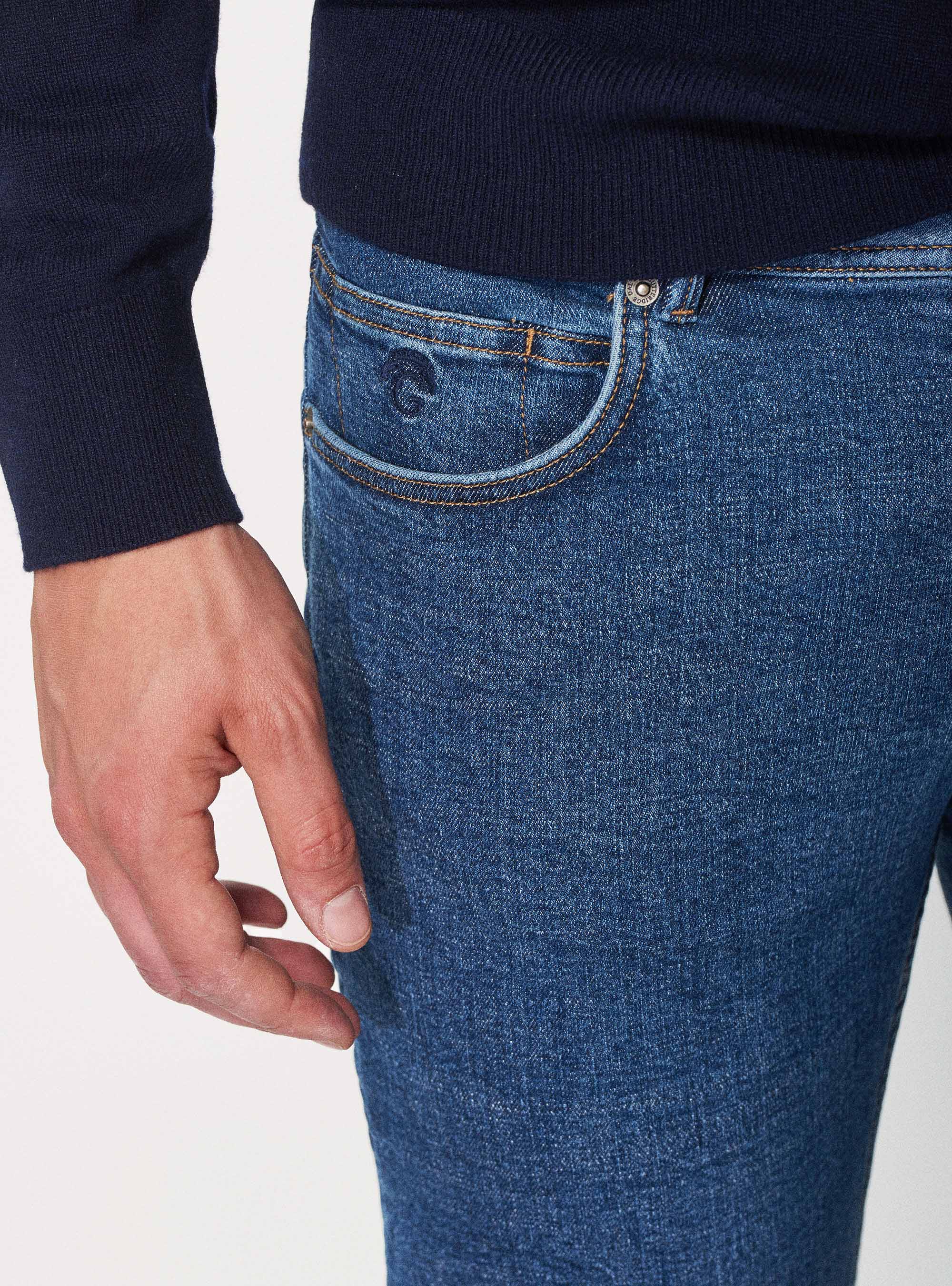 Jeans regular fit slavato, BLU NAVY