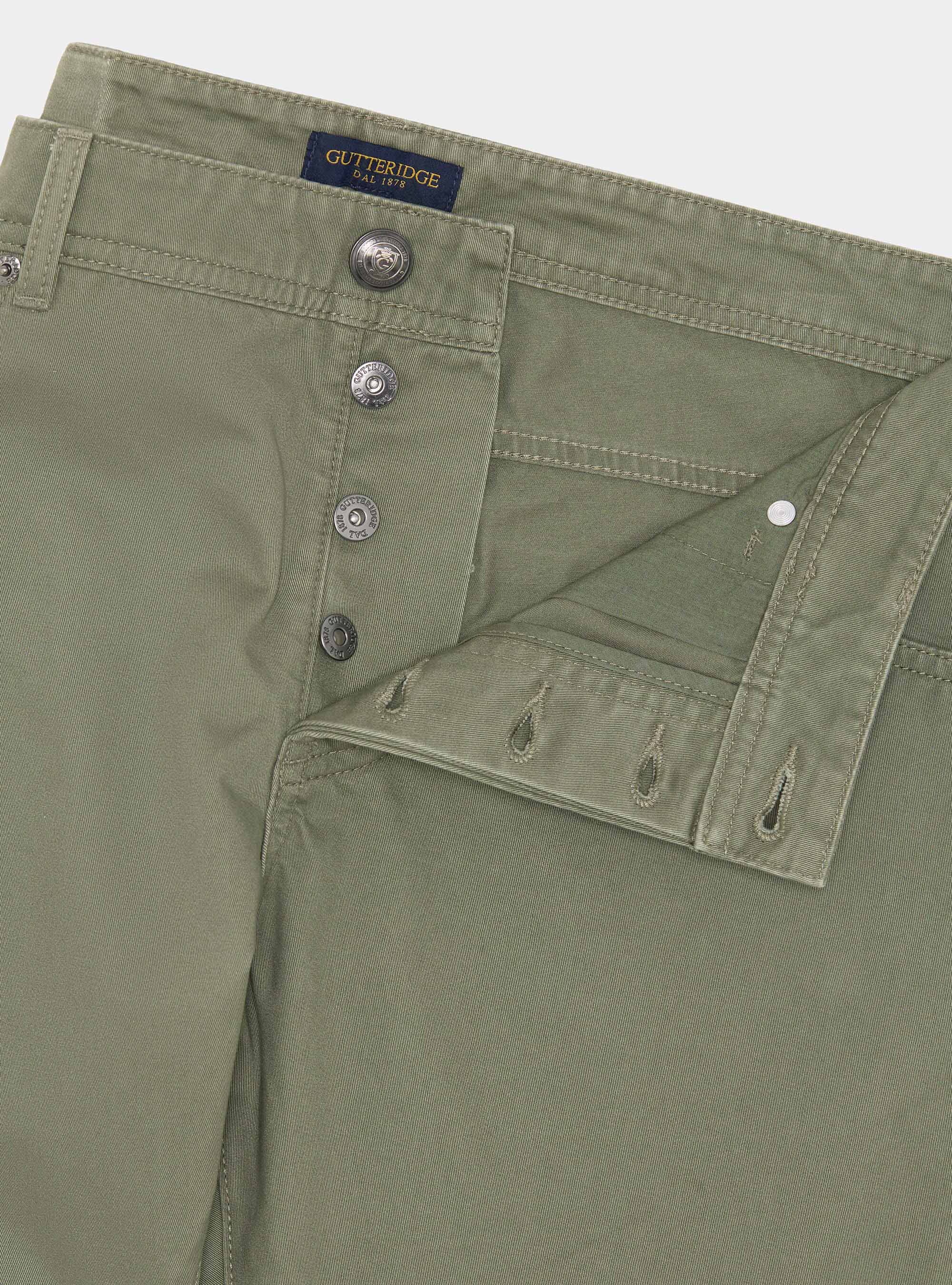 Pantaloni slim fit in twill di cotone, SALVIA 0602C