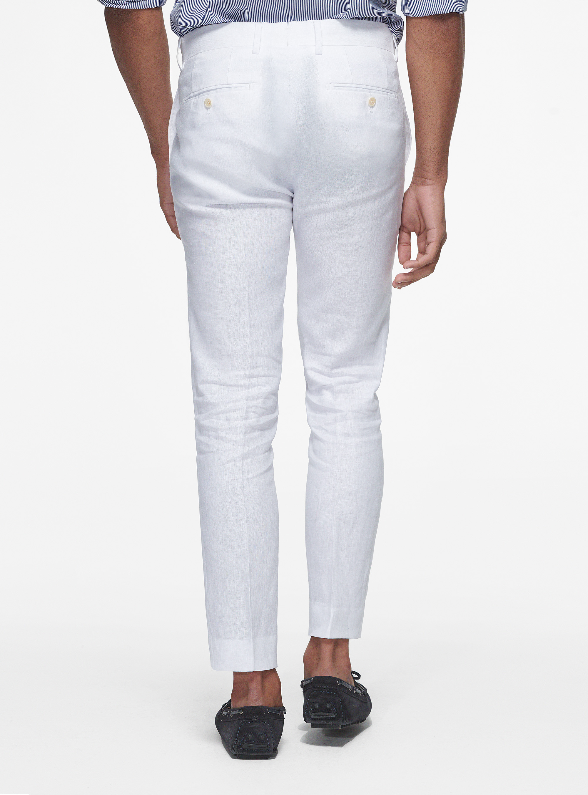 Pantalon en lin pur, BLANC