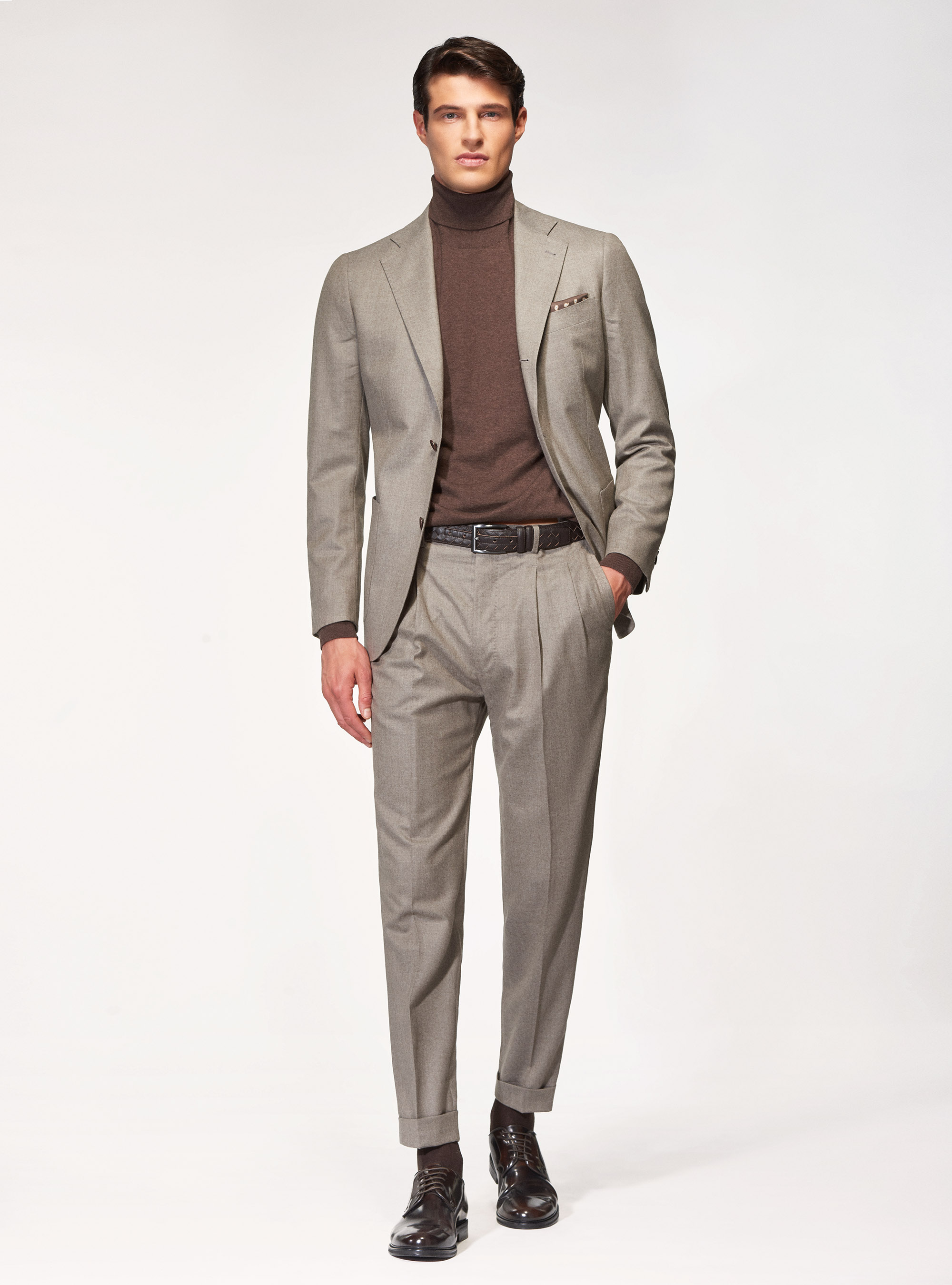 Giacca per abito in flanella di lana superfine 120's Vitale Barberis Canonico, SABBIA