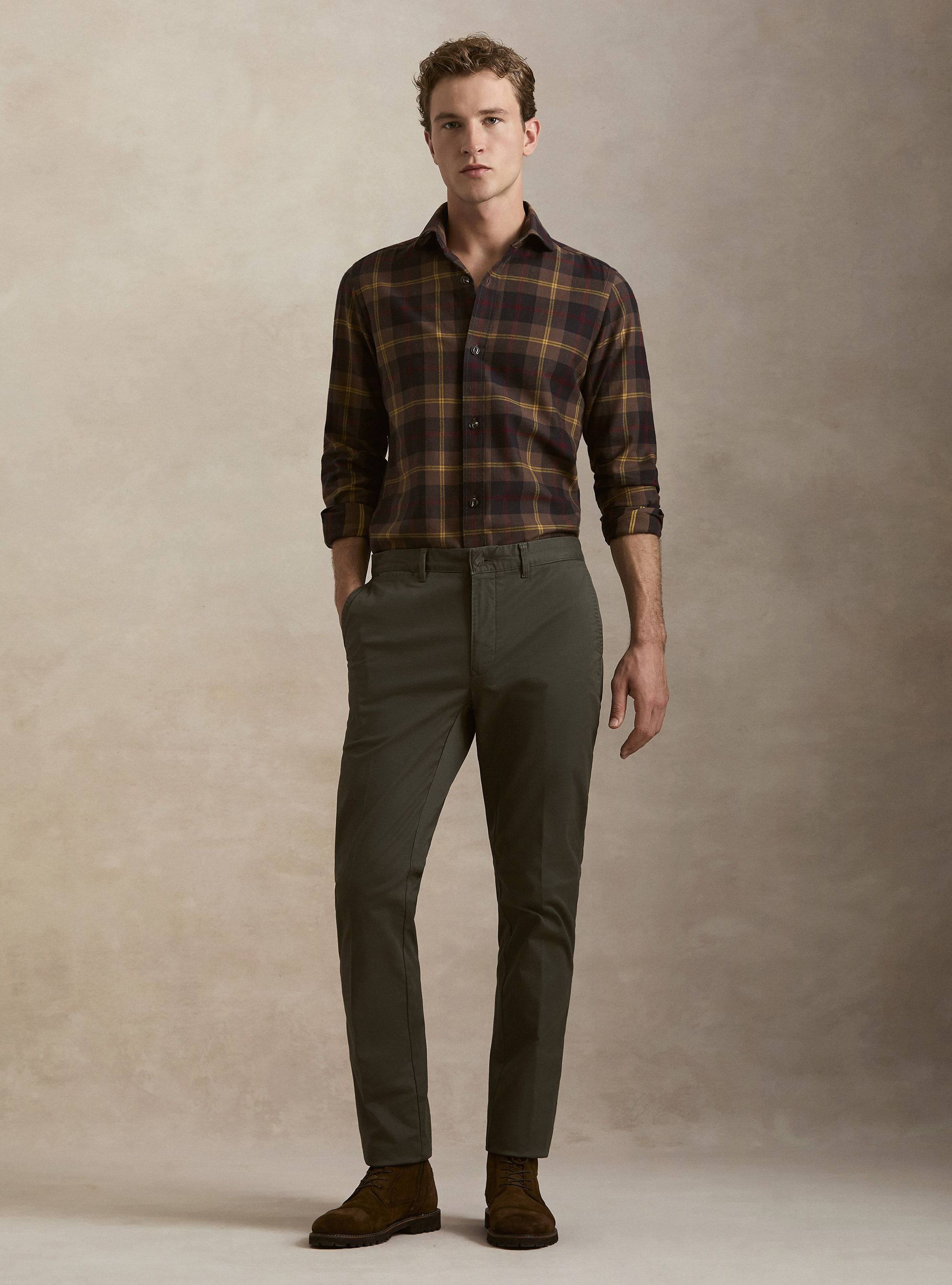 Slack slim fit in twill stretch, VERDE