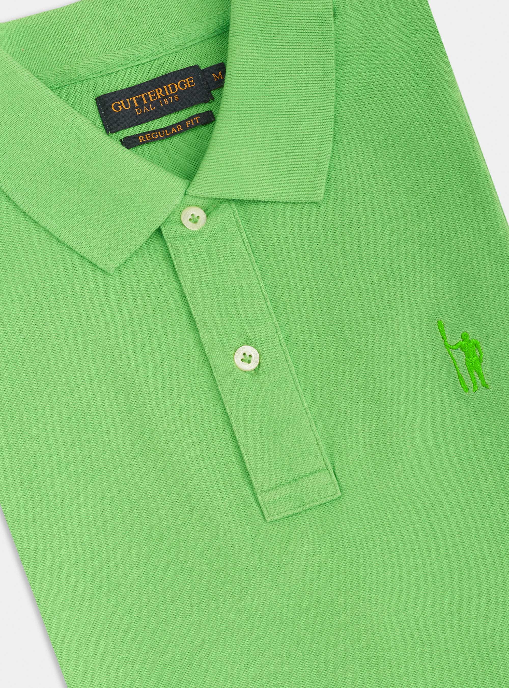 Polo classica con ricamo, VERDE 0653C