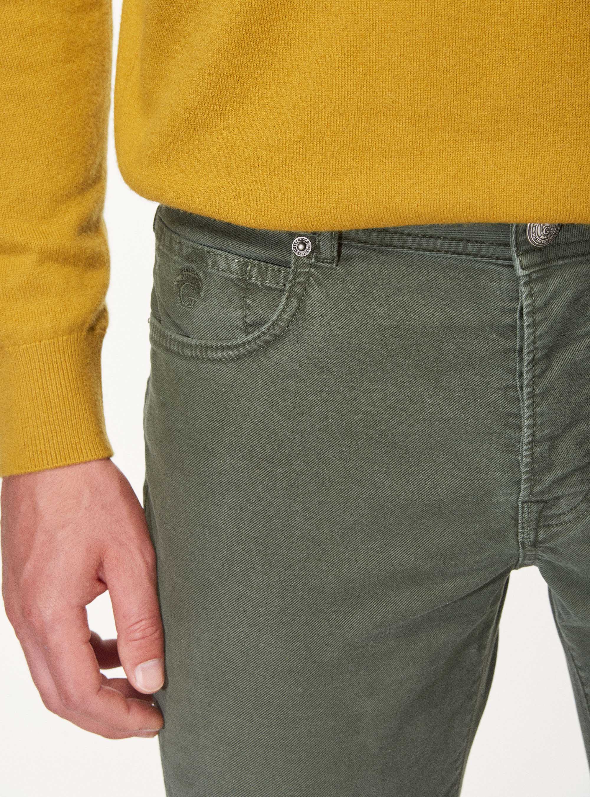 Pantaloni 5 tasche in twill garment dyed, MILITARE 0609C