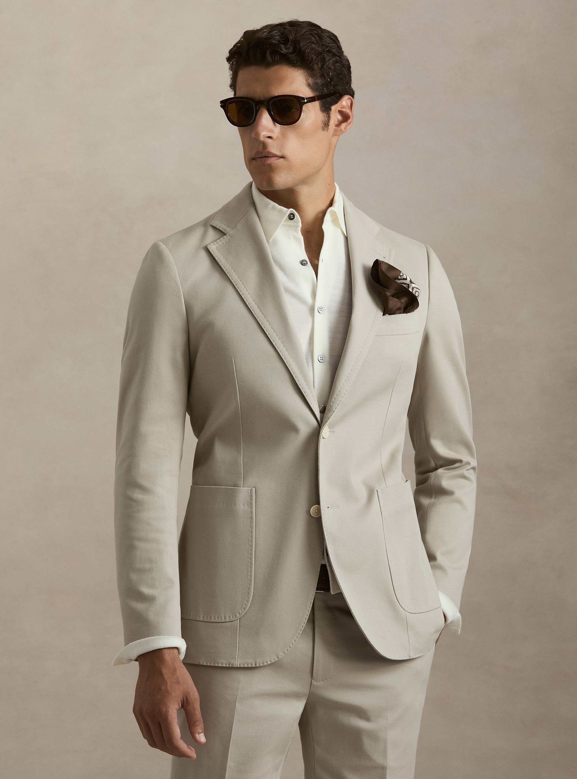 Brushed cotton blazer, ECRU