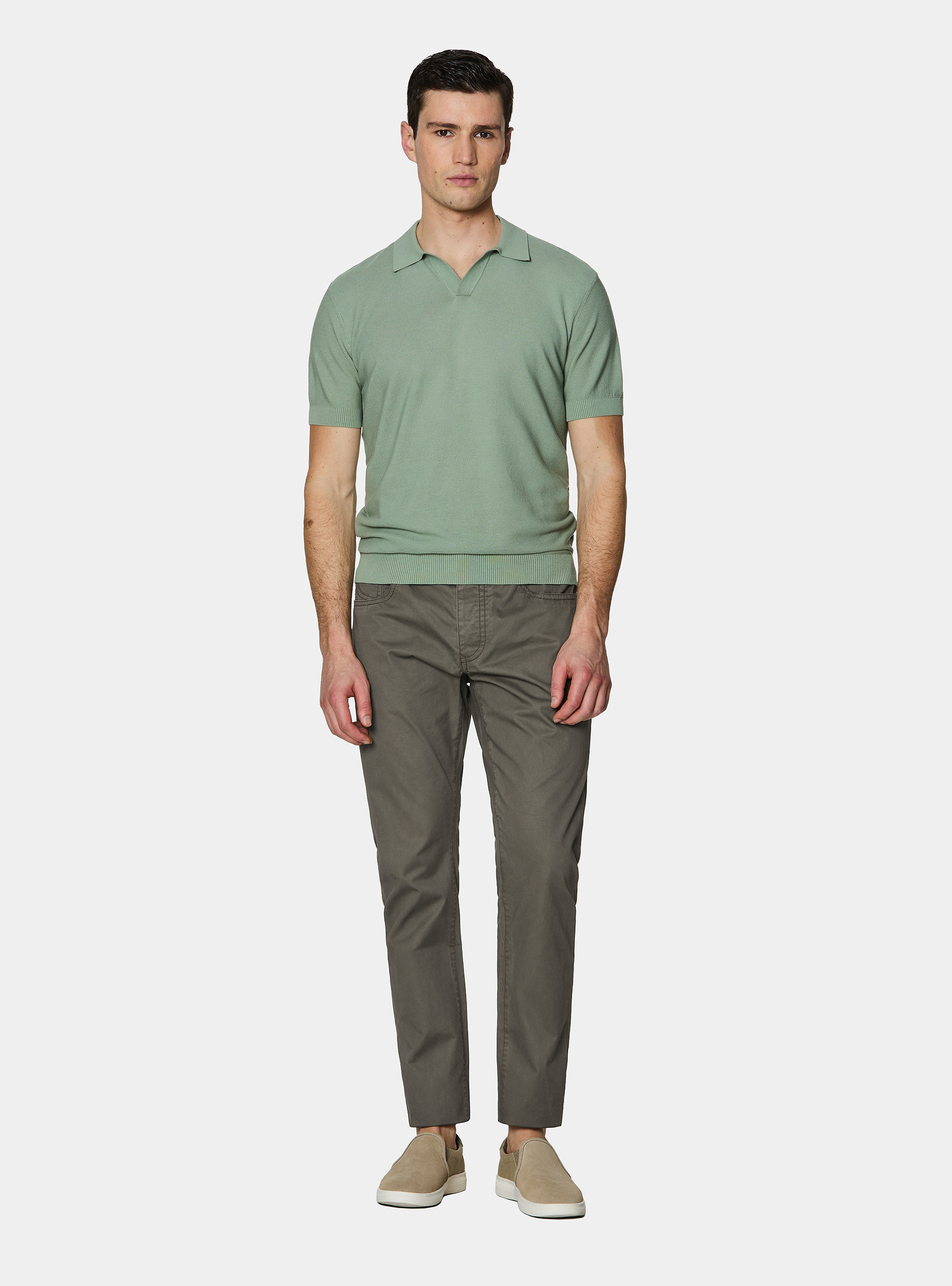 Knitted links polo shirt in extra-fine cotton, SALVIA 0602C