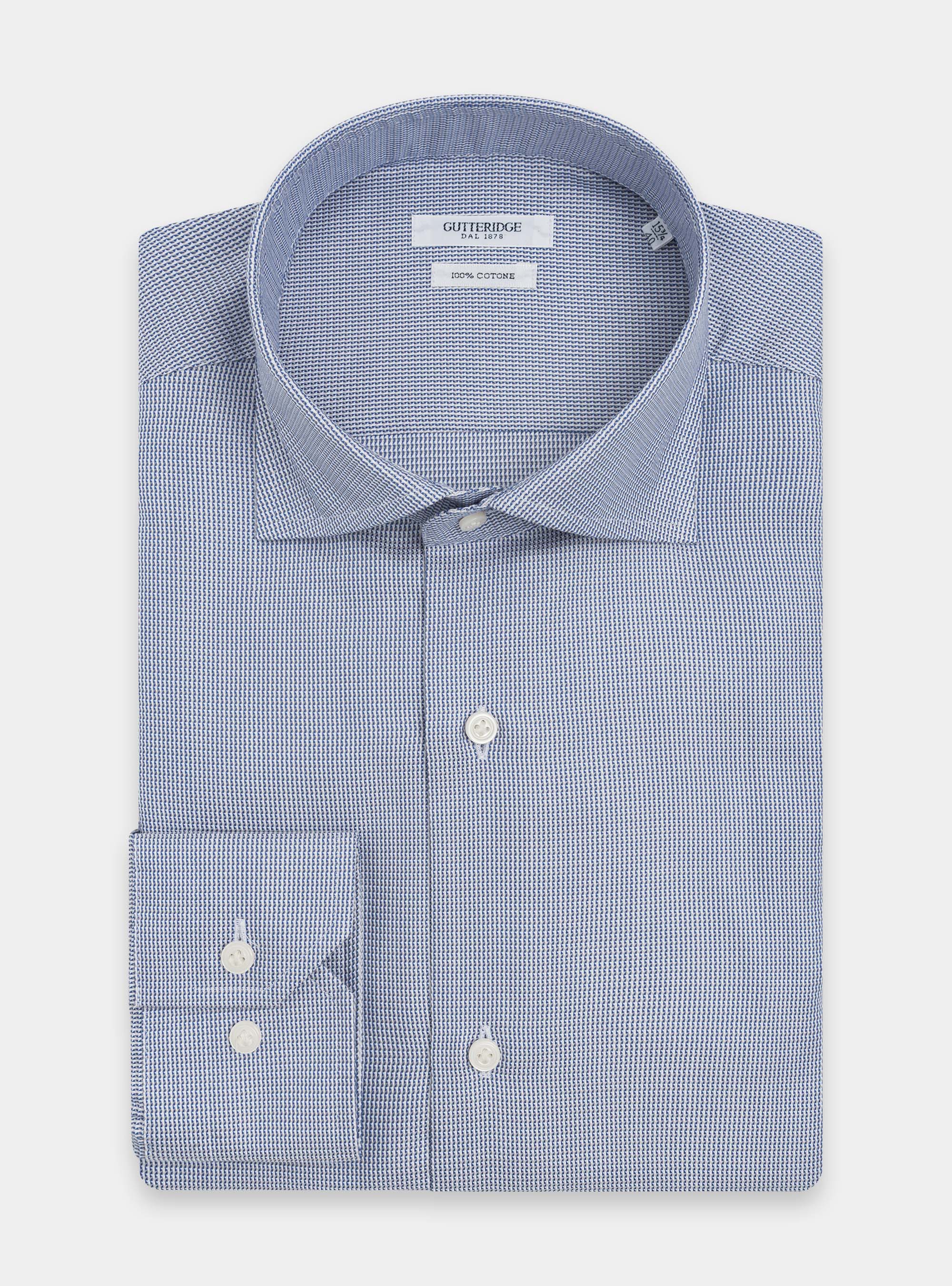 Camicia in cotone operato, BLU