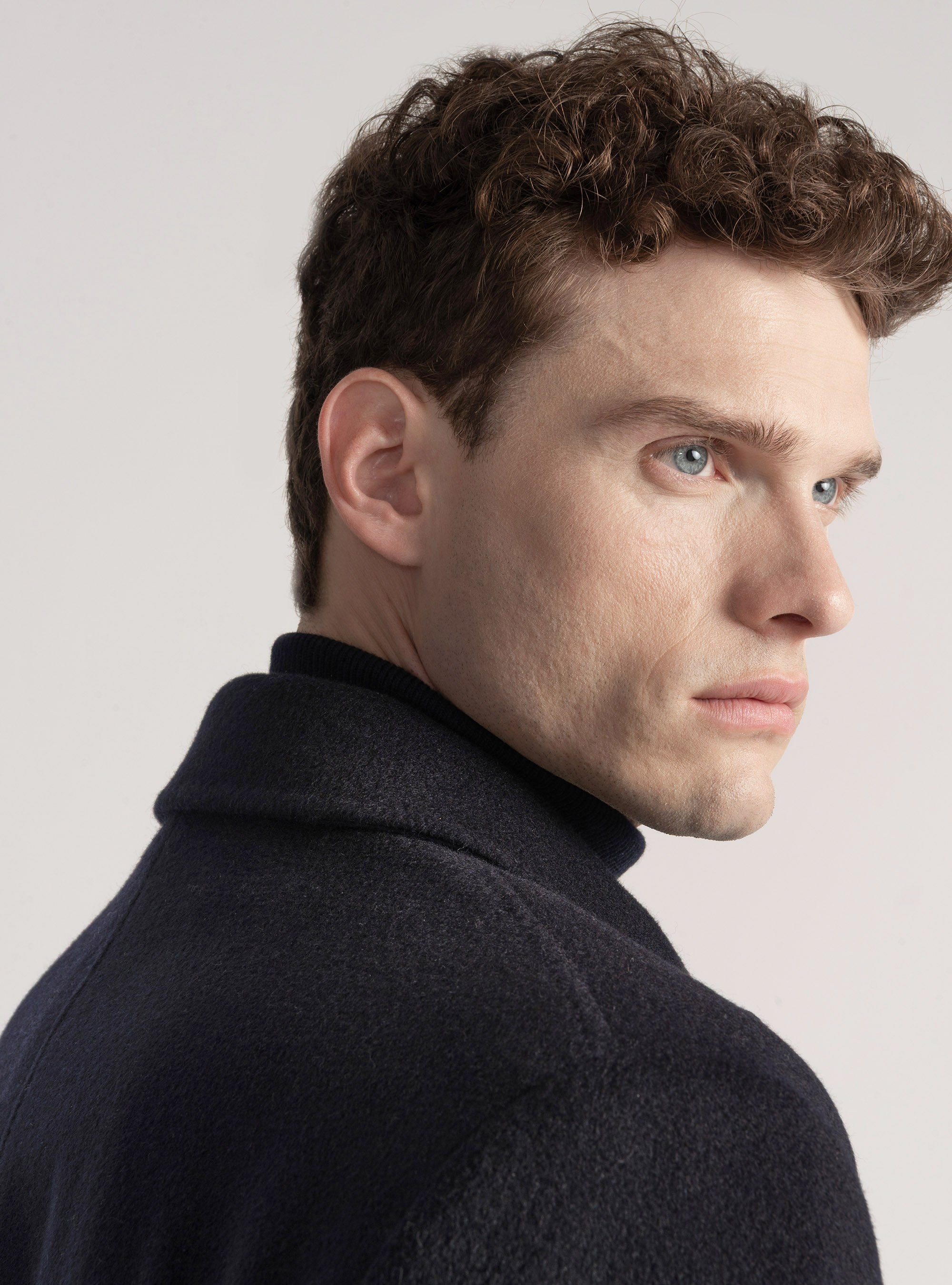 Abrigo de doble botonadura 100% cachemira, AZUL MARINO